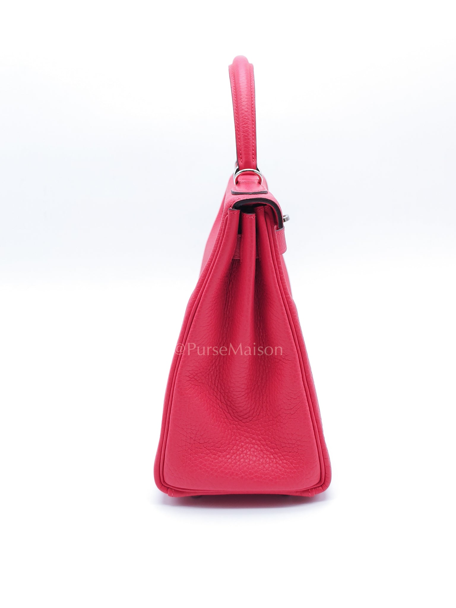 Kelly 28 Retourne in Rose Extreme Clemence in Palladium Hardware Stamp D (2019) | Purse Maison Luxury Bags Shop