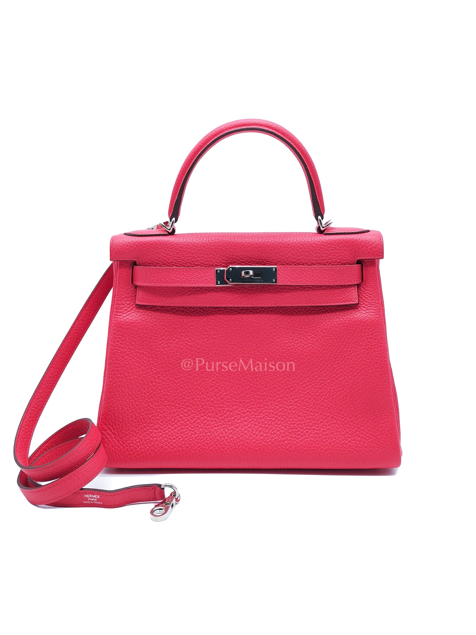 Kelly 28 Retourne in Rose Extreme Clemence in Palladium Hardware Stamp D (2019) | Purse Maison Luxury Bags Shop