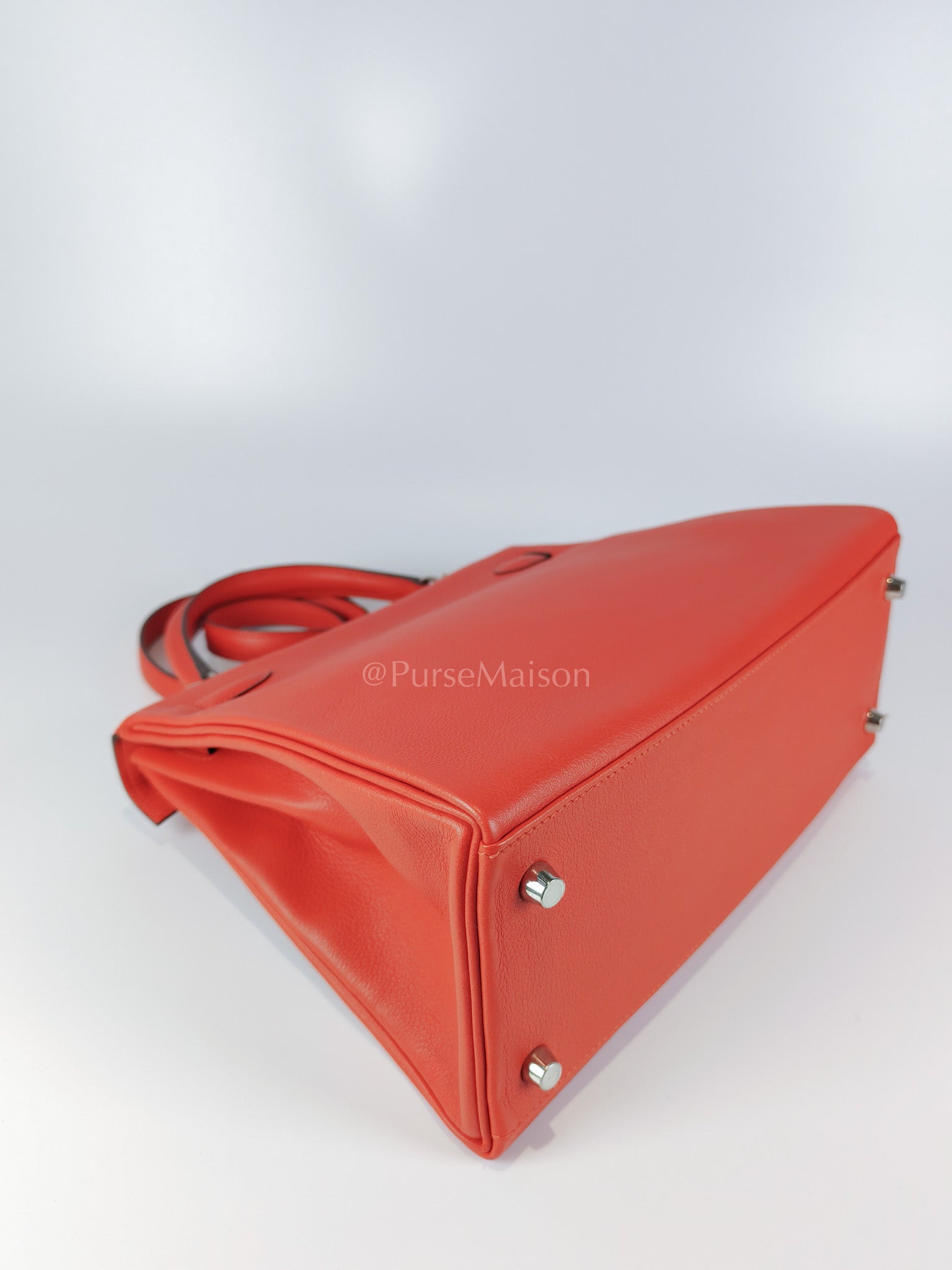 Kelly 28 Retourne in Rouge Tomate Evercolor in Palladium Hardware Stamp X (2016) | Purse Maison Luxury Bags Shop