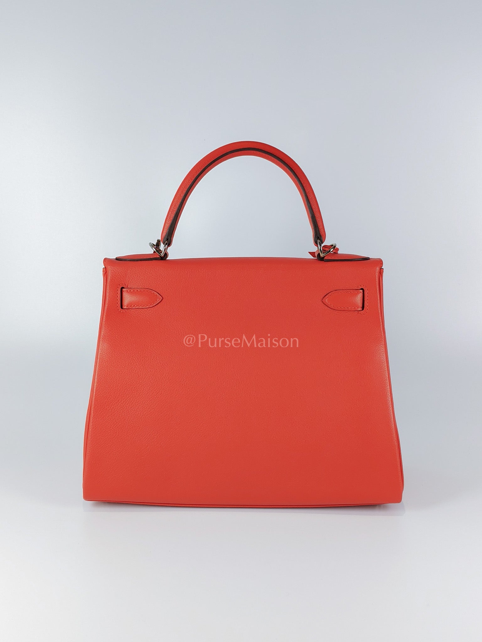 Kelly 28 Retourne in Rouge Tomate Evercolor in Palladium Hardware Stamp X (2016) | Purse Maison Luxury Bags Shop