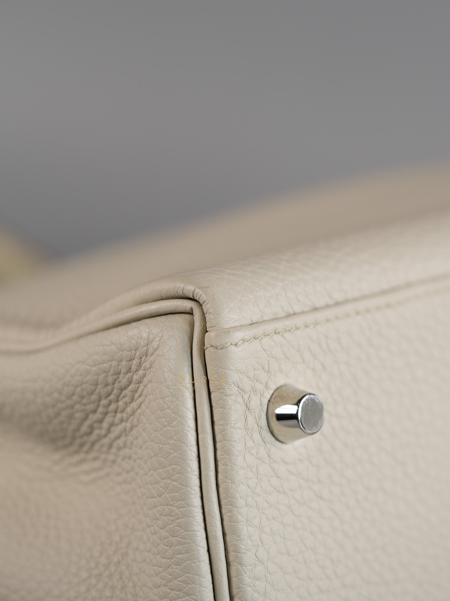 Kelly 28 Retourne Touch Beton Togo Leather in Palladium Hardware Stamp C (2018) | Purse Maison Luxury Bags Shop