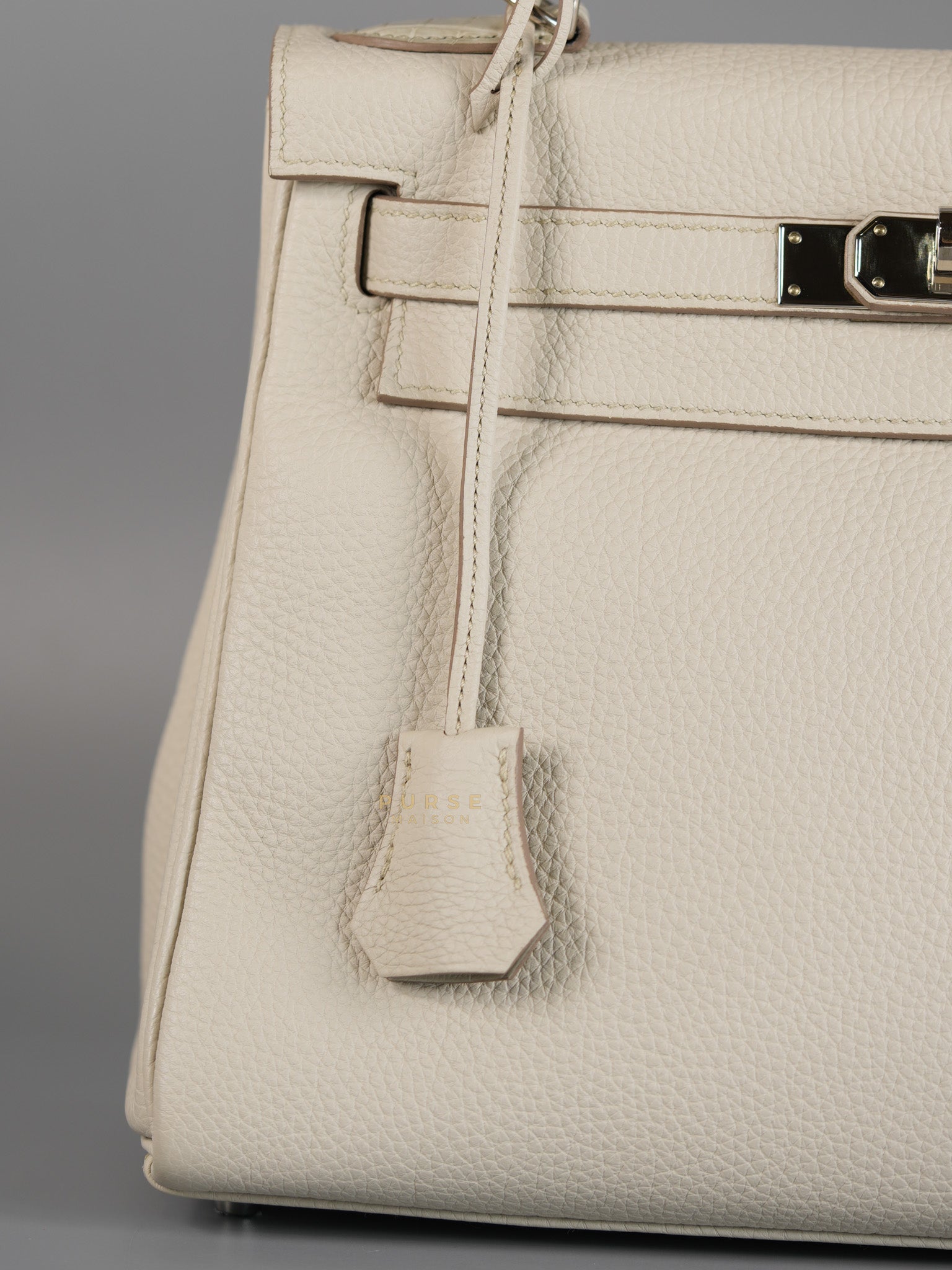 Kelly 28 Retourne Touch Beton Togo Leather in Palladium Hardware Stamp C (2018) | Purse Maison Luxury Bags Shop