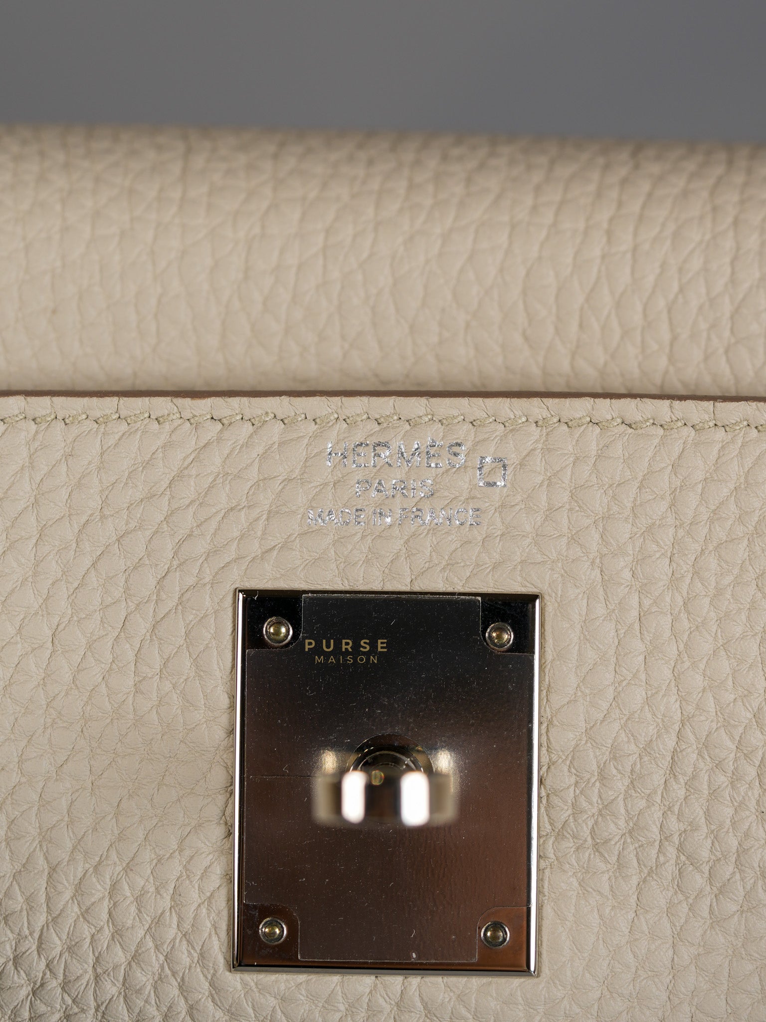 Kelly 28 Retourne Touch Beton Togo Leather in Palladium Hardware Stamp C (2018) | Purse Maison Luxury Bags Shop