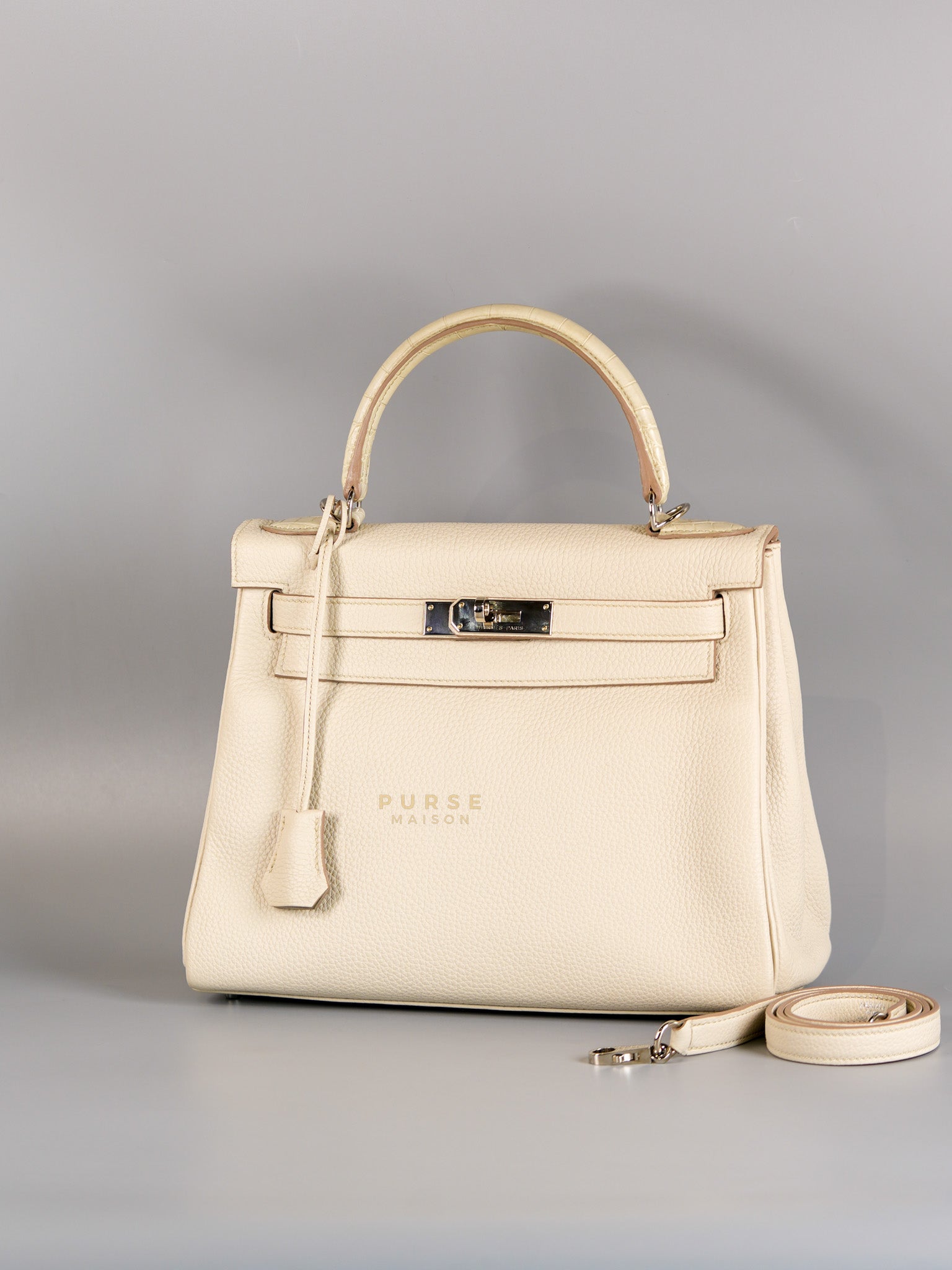 Kelly 28 Retourne Touch Beton Togo Leather in Palladium Hardware Stamp C (2018) | Purse Maison Luxury Bags Shop