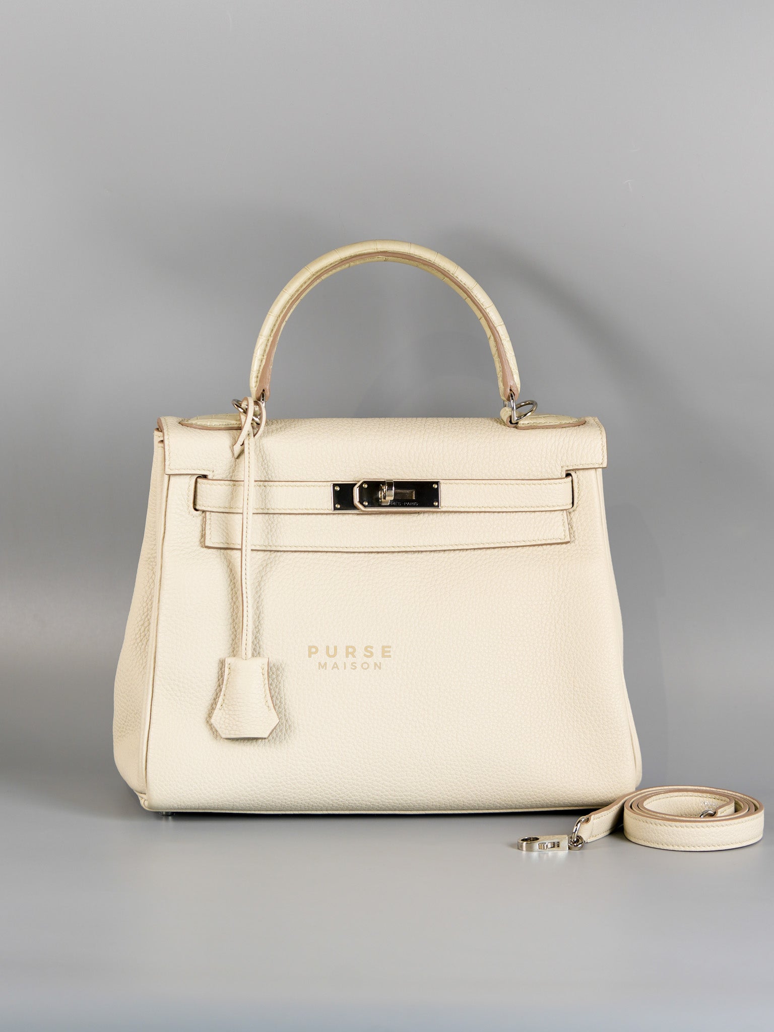 Kelly 28 Retourne Touch Beton Togo Leather in Palladium Hardware Stamp C (2018) | Purse Maison Luxury Bags Shop