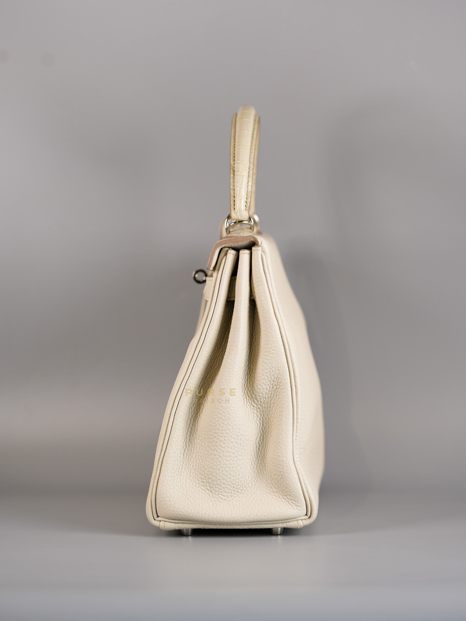 Kelly 28 Retourne Touch Beton Togo Leather in Palladium Hardware Stamp C (2018) | Purse Maison Luxury Bags Shop