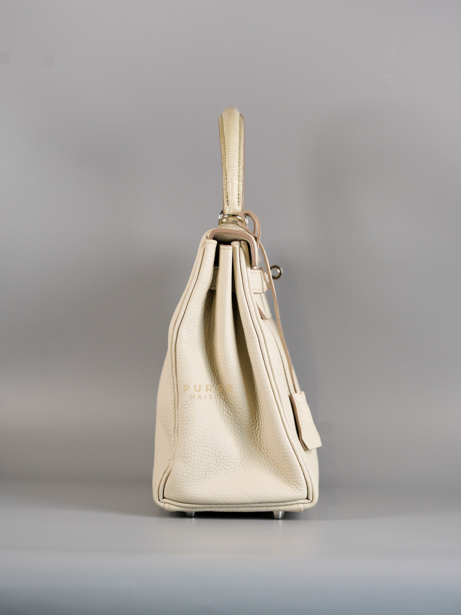 Kelly 28 Retourne Touch Beton Togo Leather in Palladium Hardware Stamp C (2018) | Purse Maison Luxury Bags Shop