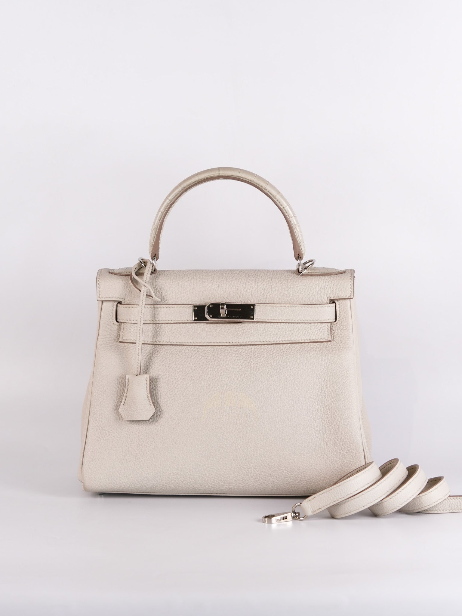 Kelly 28 Retourne Touch Beton Togo Leather in Palladium Hardware Stamp C (2018) | Purse Maison Luxury Bags Shop