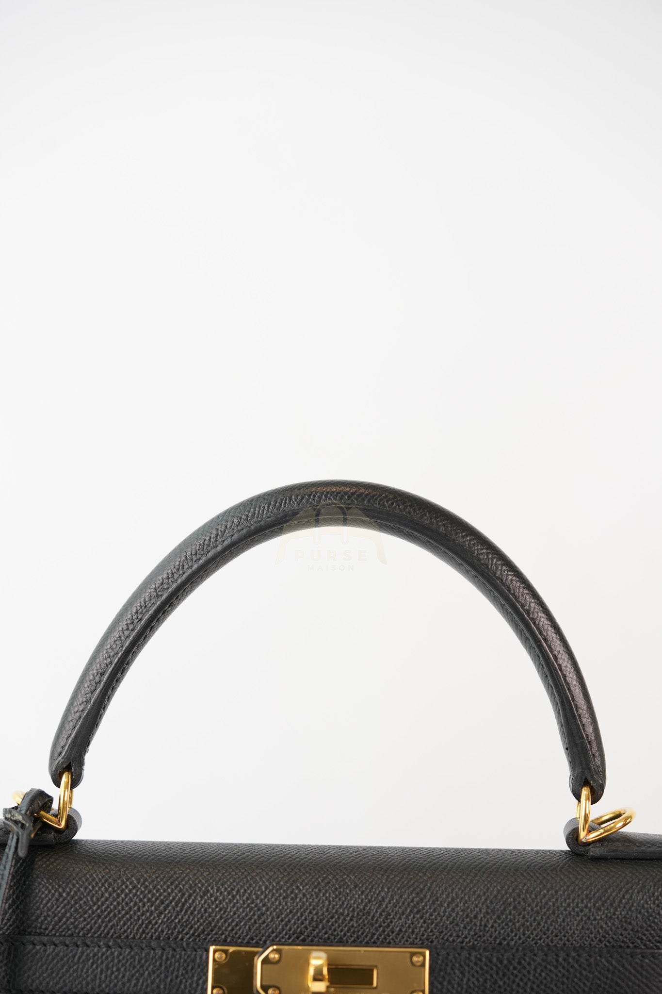 Kelly 28 Sellier in Black Epsom Leather and Gold Hardware Stamp C (2018) | Purse Maison Luxury Bags Shop