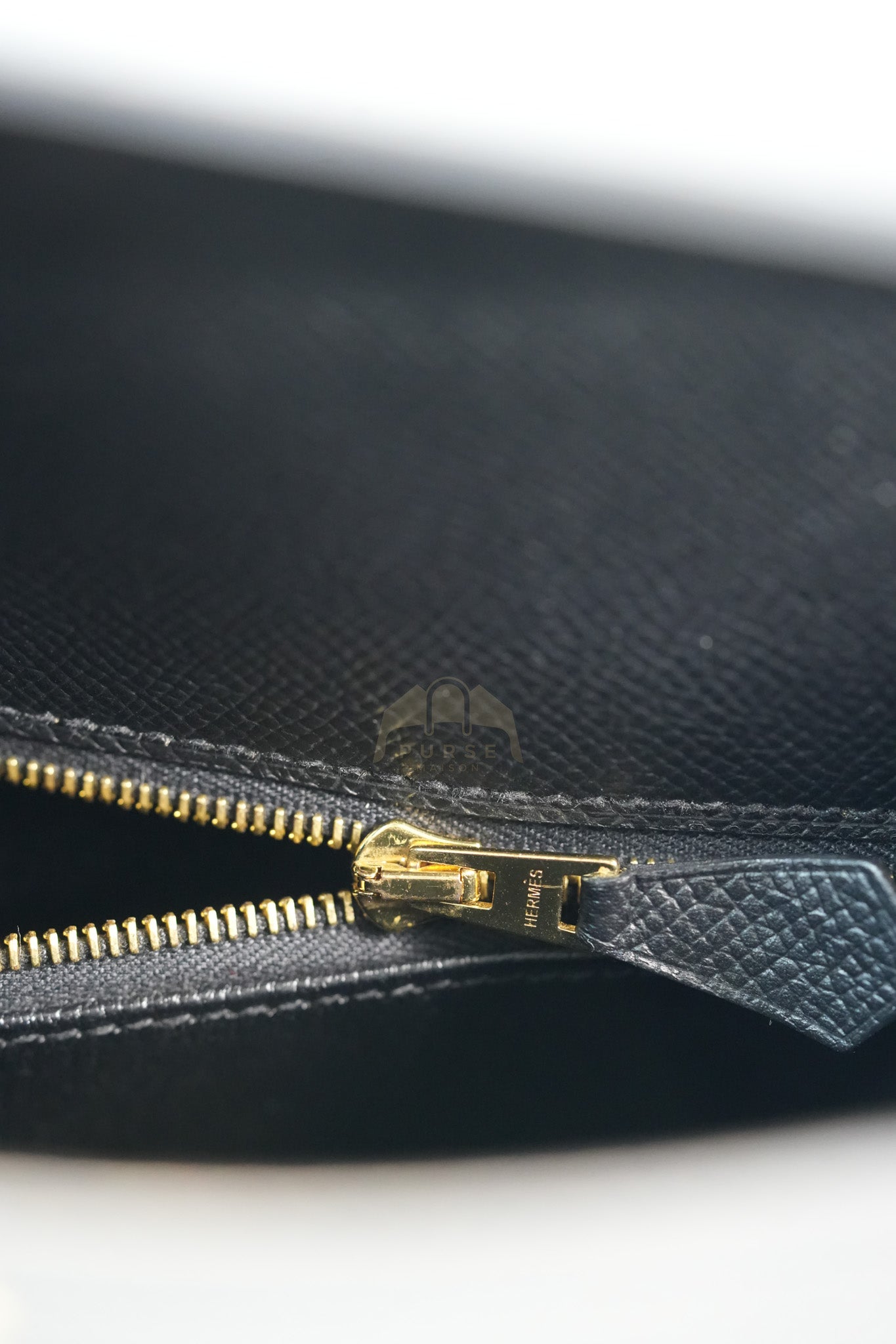 Kelly 28 Sellier in Black Epsom Leather and Gold Hardware Stamp C (2018) | Purse Maison Luxury Bags Shop