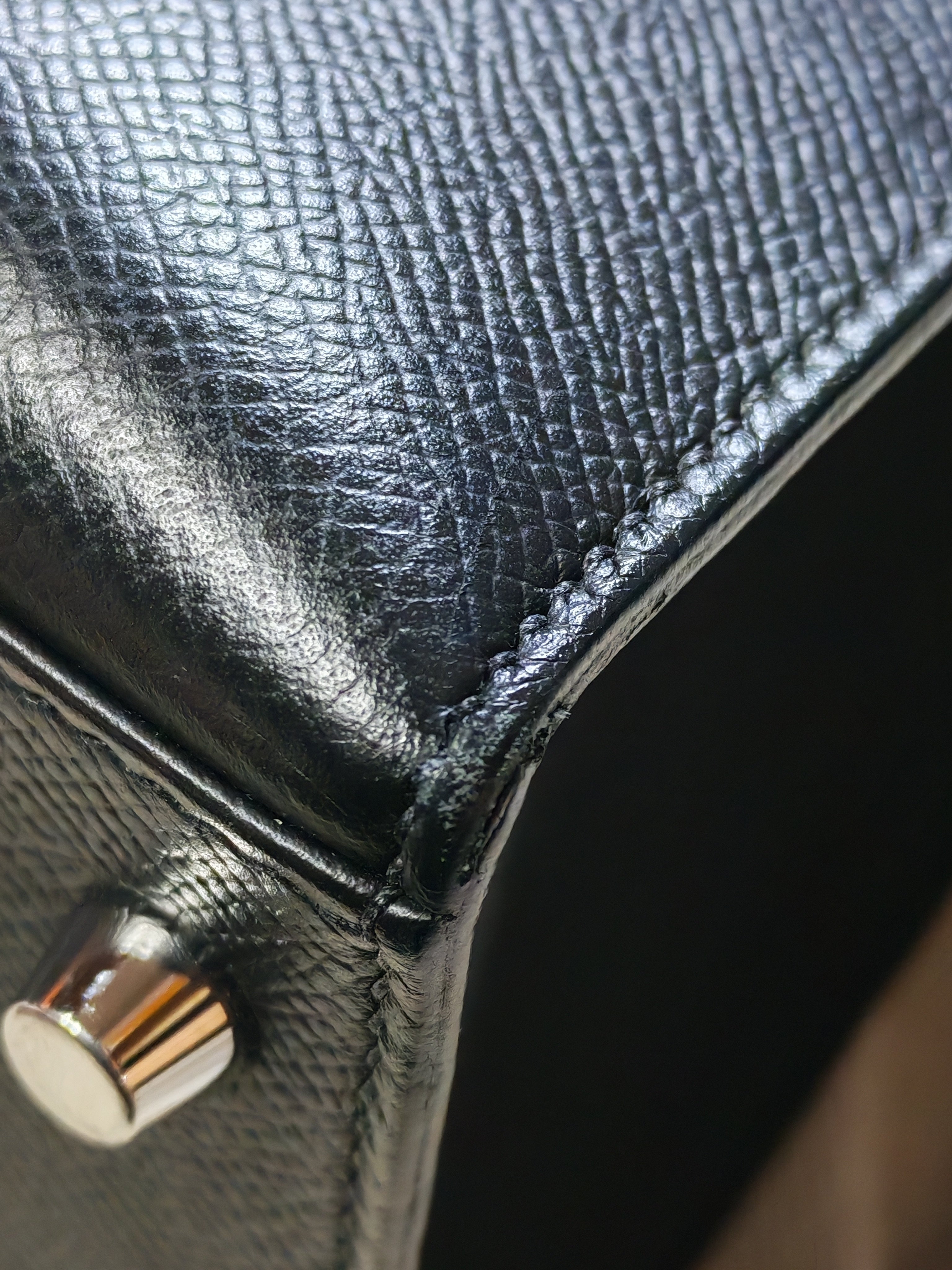 Kelly 28 Sellier in Black Epsom Leather and Palladium Hardware Stamp C (2018) | Purse Maison Luxury Bags Shop