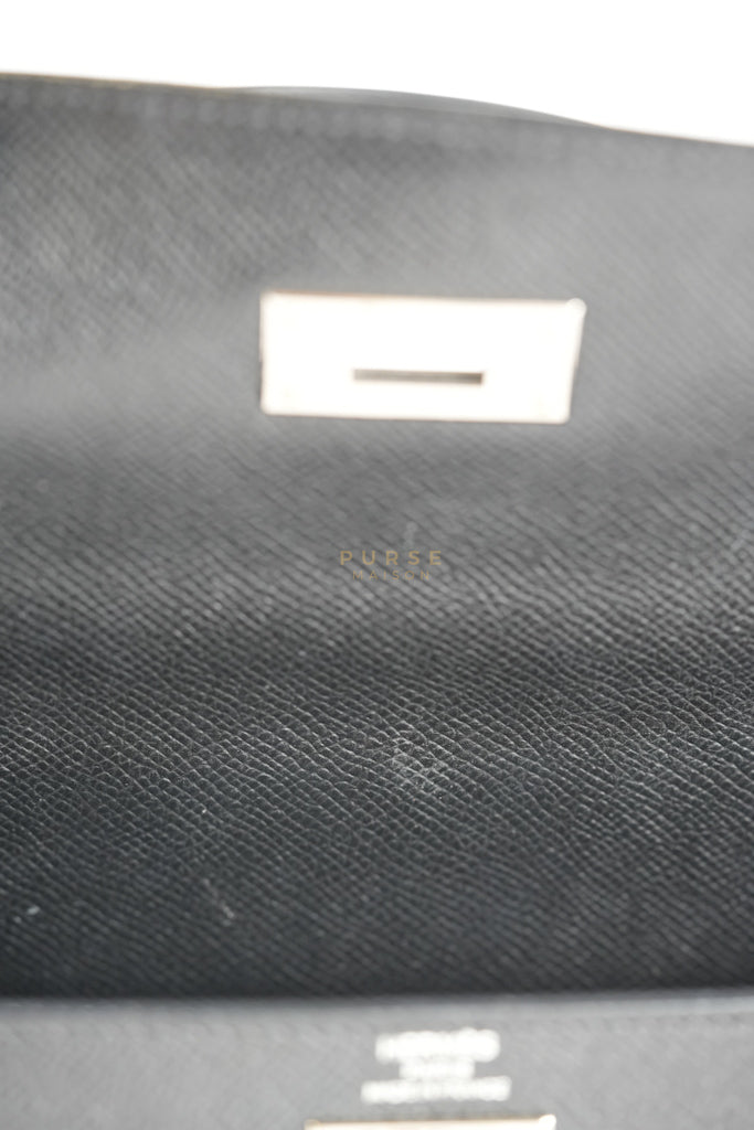 Kelly 28 Sellier in Black Epsom Leather and Palladium Hardware Stamp C (2018) | Purse Maison Luxury Bags Shop