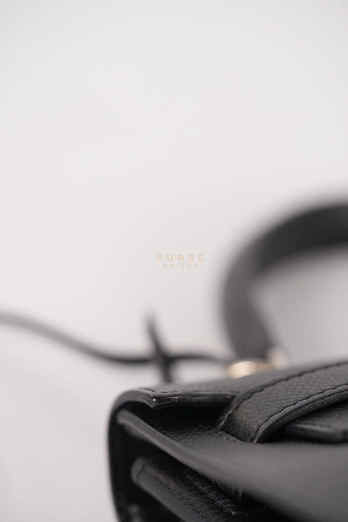 Kelly 28 Sellier in Black Epsom Leather and Palladium Hardware Stamp C (2018) | Purse Maison Luxury Bags Shop