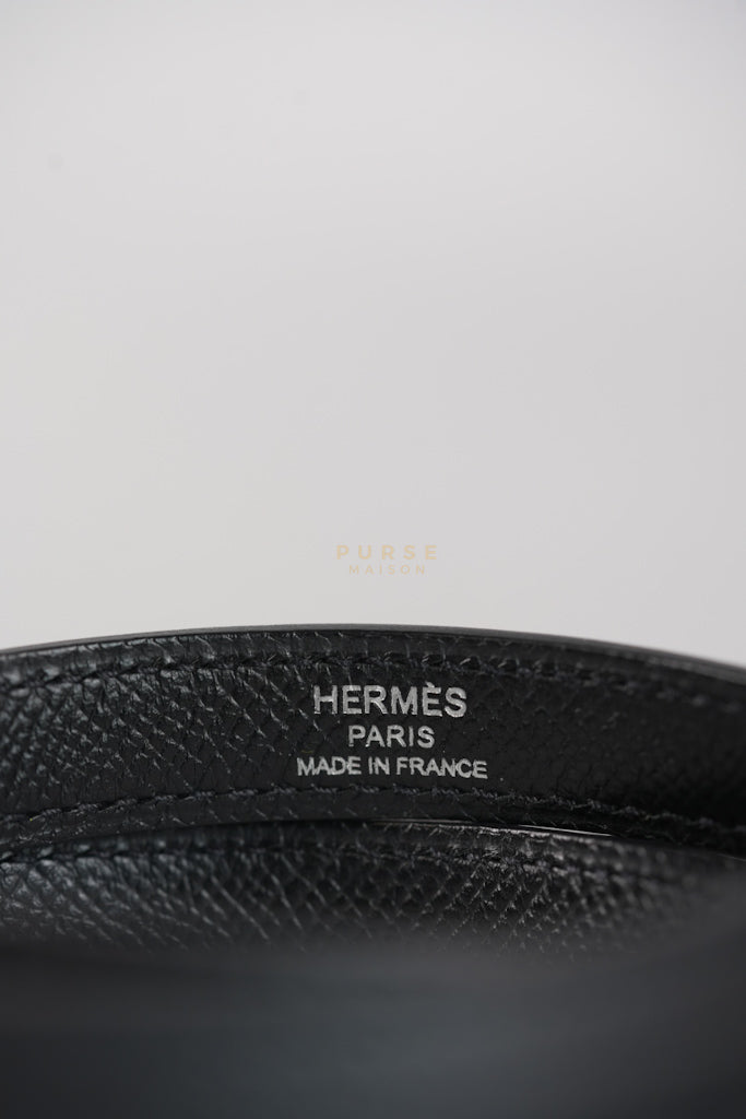 Kelly 28 Sellier in Black Epsom Leather and Palladium Hardware Stamp C (2018) | Purse Maison Luxury Bags Shop