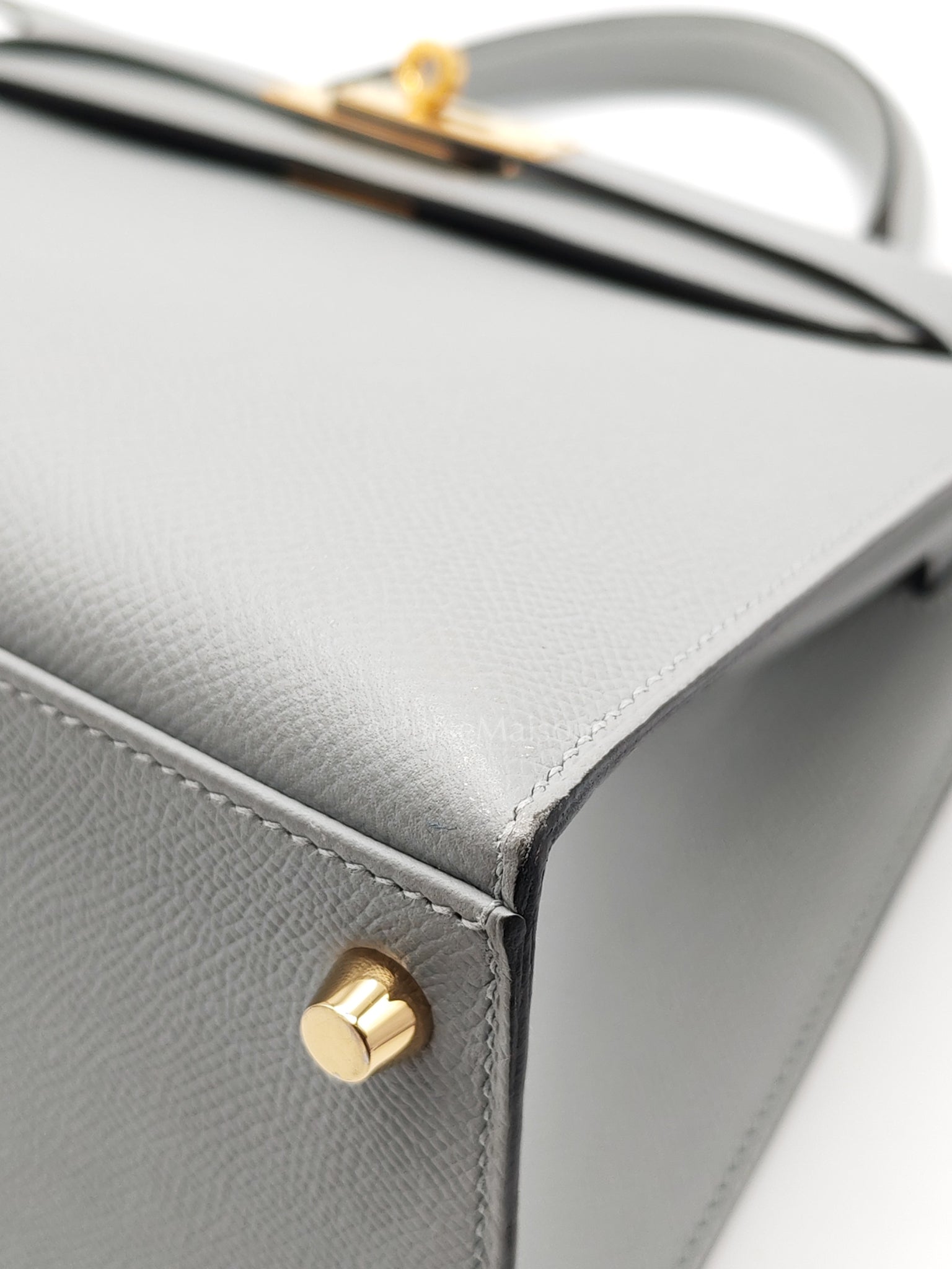 Kelly 28 Sellier in Bleu Glacier Epsom Leather and Gold Hardware Stamp C (2018) | Purse Maison Luxury Bags Shop