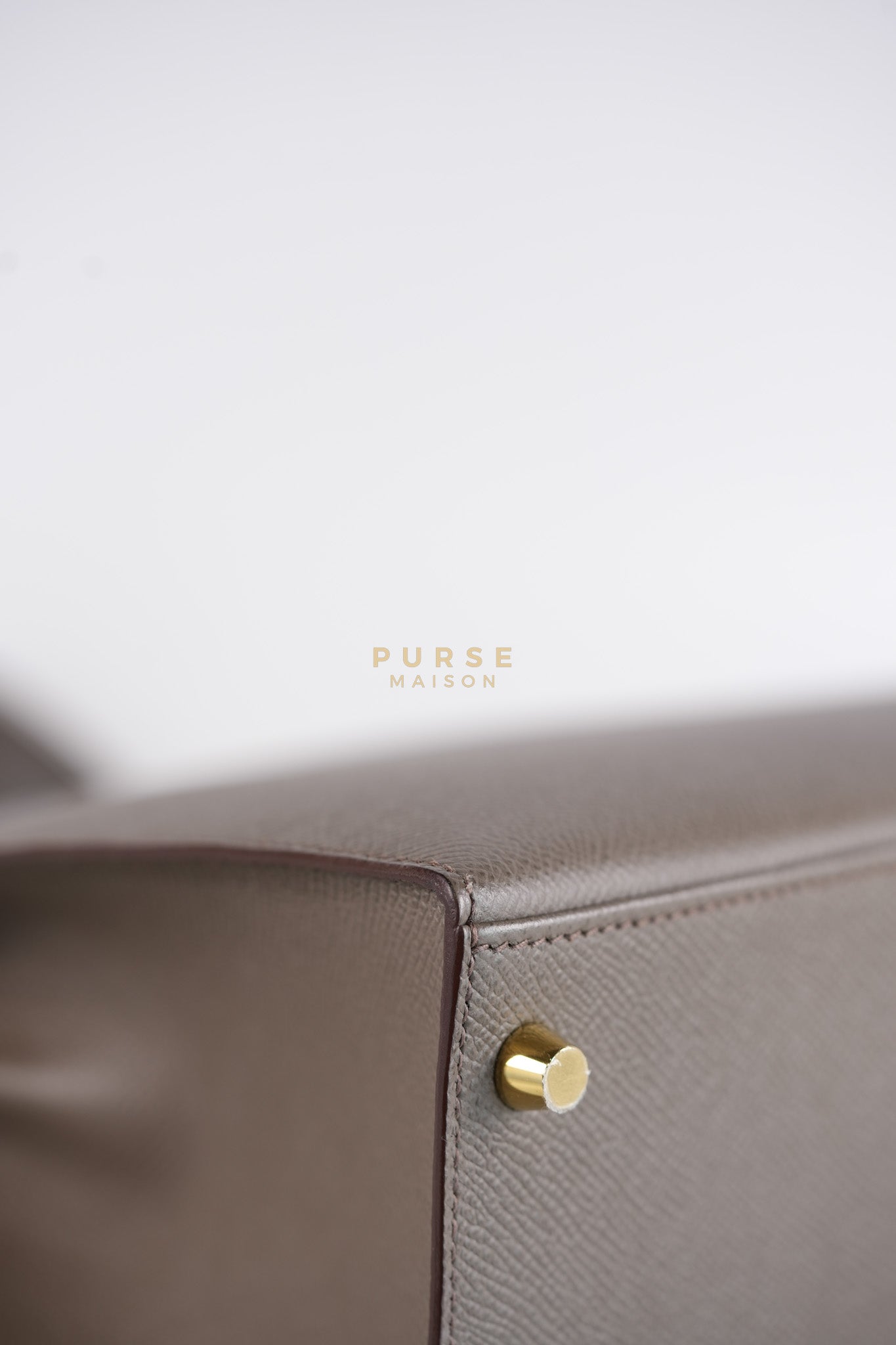 Kelly 28 Sellier in Etain Epsom Leather & Gold Hardware Stamp A (2017) | Purse Maison Luxury Bags Shop