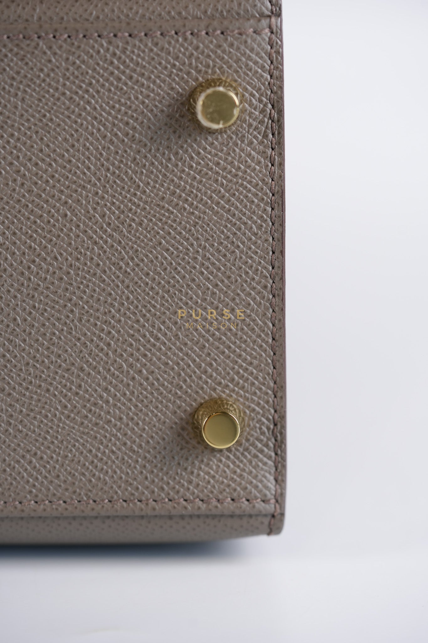 Kelly 28 Sellier in Etain Epsom Leather & Gold Hardware Stamp A (2017) | Purse Maison Luxury Bags Shop