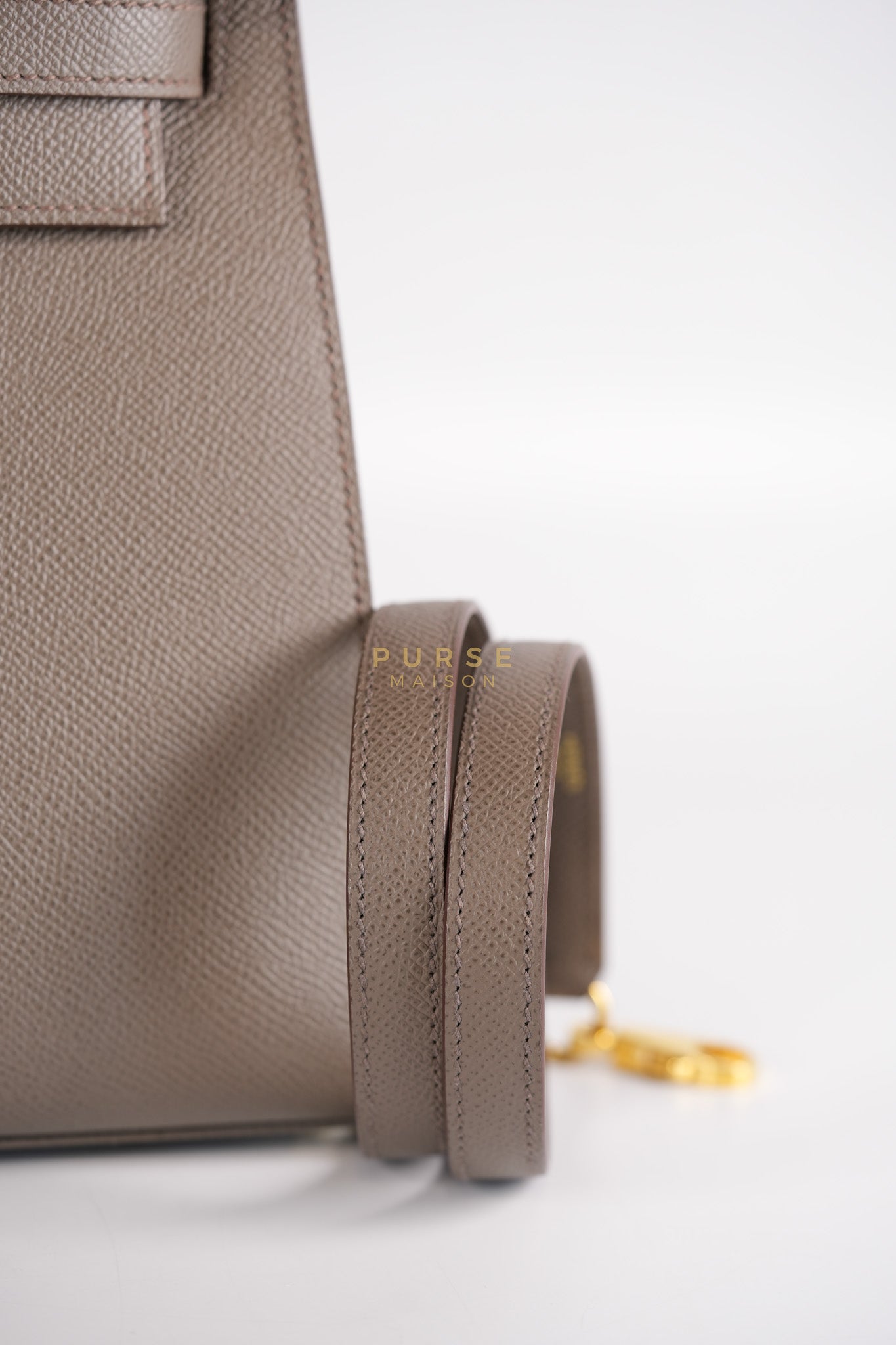 Kelly 28 Sellier in Etain Epsom Leather & Gold Hardware Stamp A (2017) | Purse Maison Luxury Bags Shop