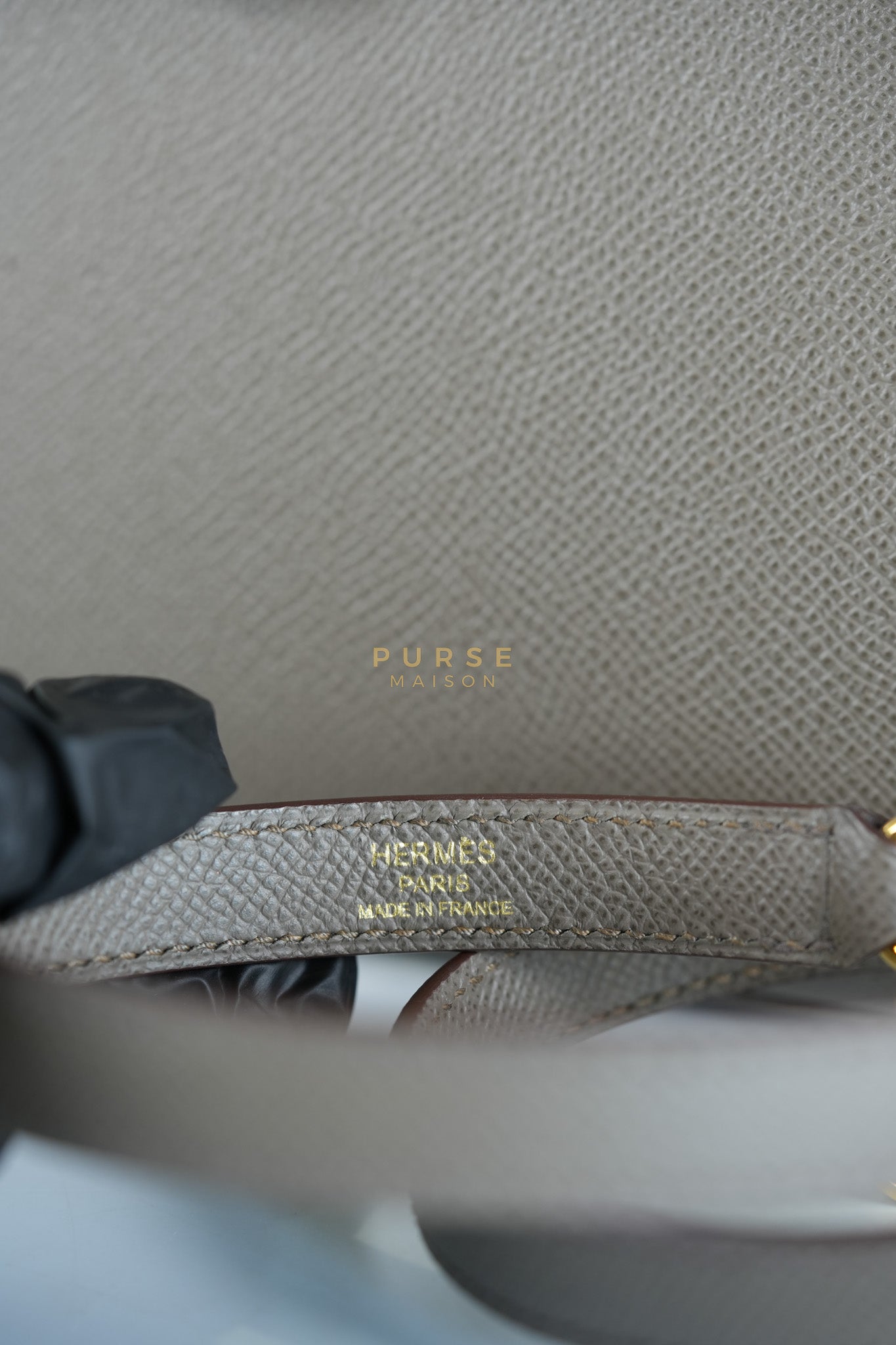 Kelly 28 Sellier in Etain Epsom Leather & Gold Hardware Stamp A (2017) | Purse Maison Luxury Bags Shop