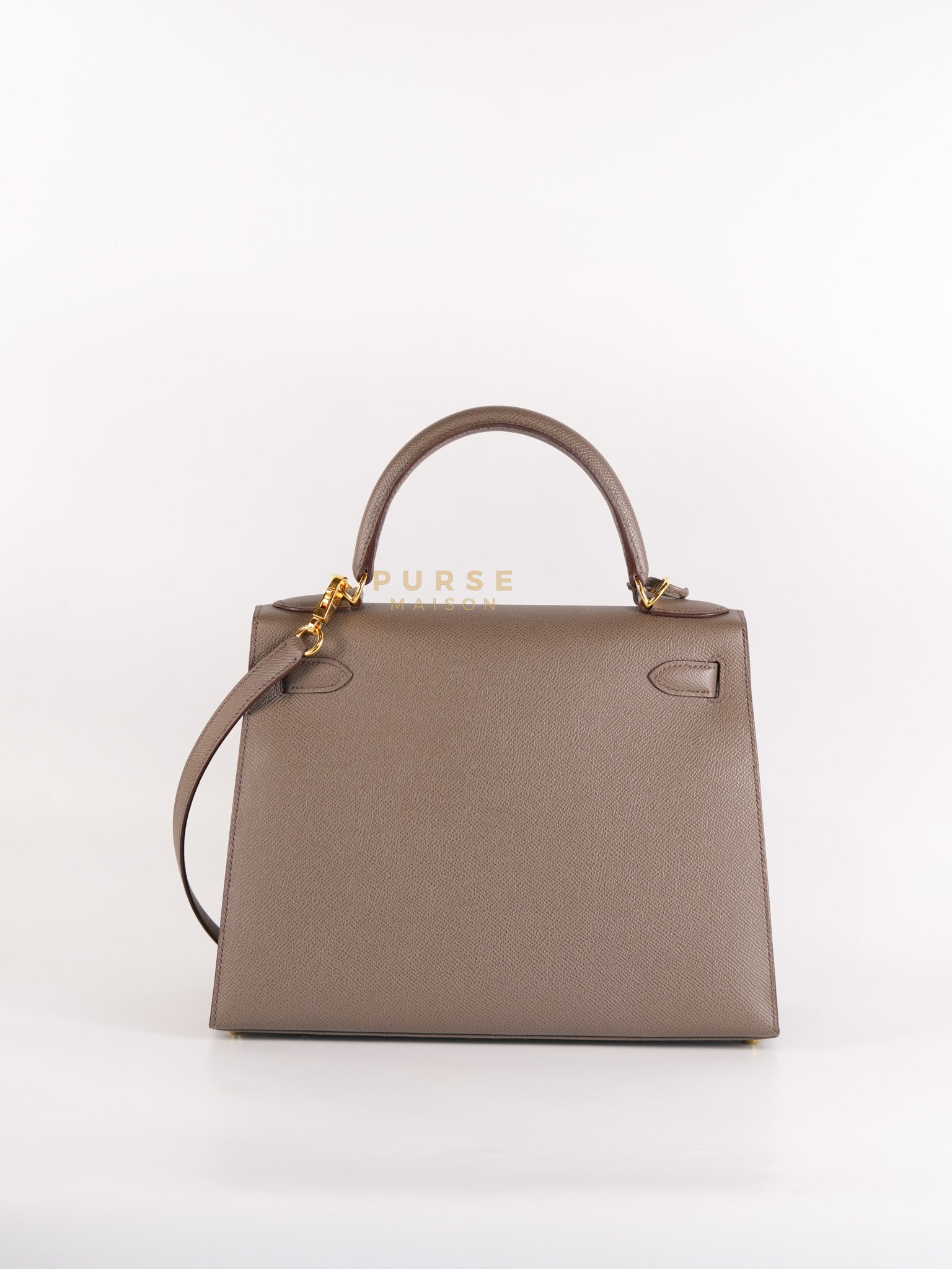 Kelly 28 Sellier in Etain Epsom Leather & Gold Hardware Stamp A (2017) | Purse Maison Luxury Bags Shop