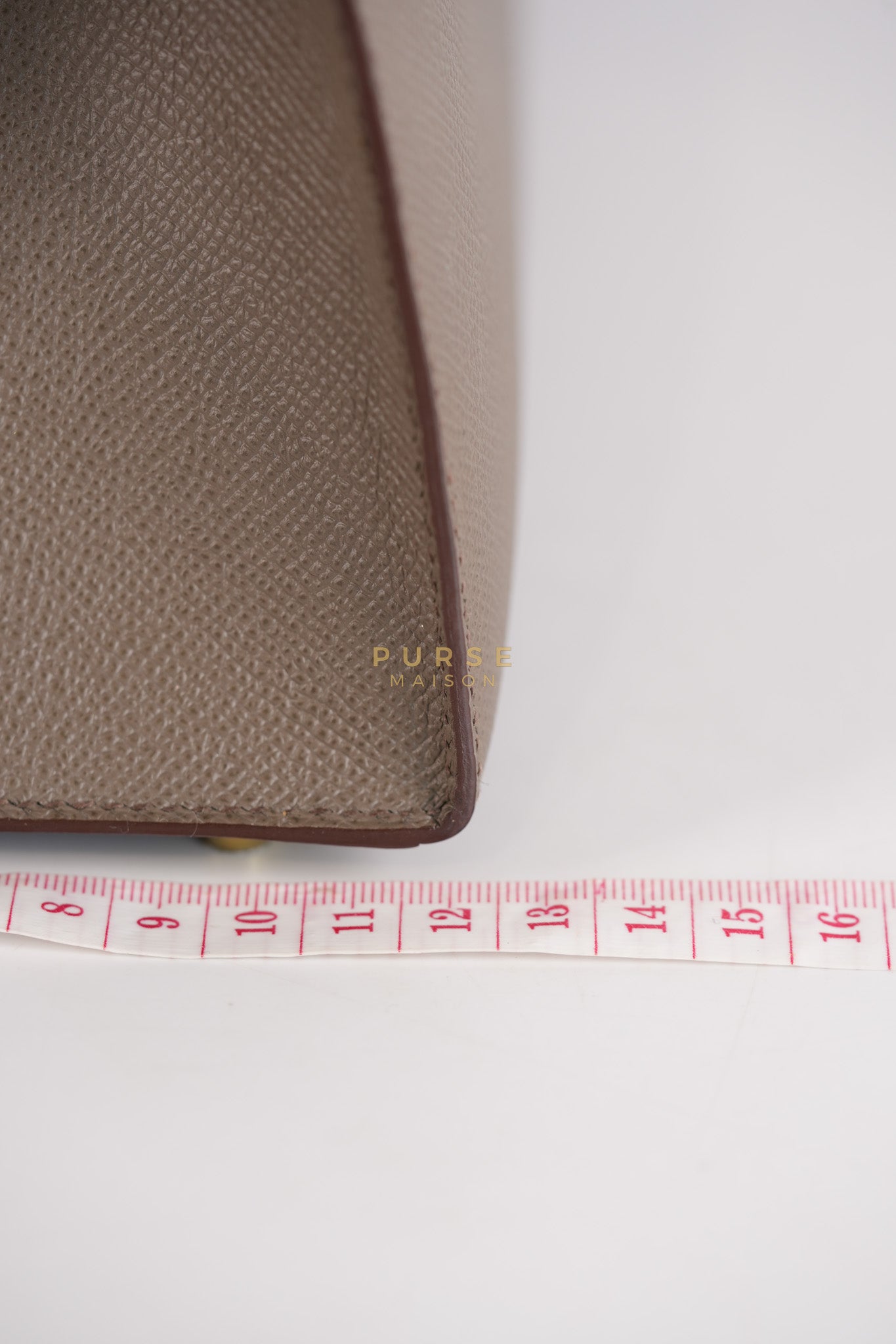 Kelly 28 Sellier in Etain Epsom Leather & Gold Hardware Stamp A (2017) | Purse Maison Luxury Bags Shop