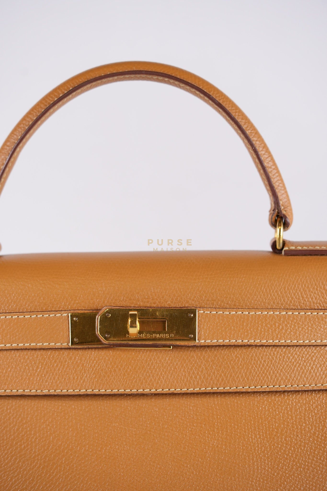 Kelly 28 Sellier in Gold Epsom Leather Gold Hardware Stamp W Circle(1993) | Purse Maison Luxury Bags Shop