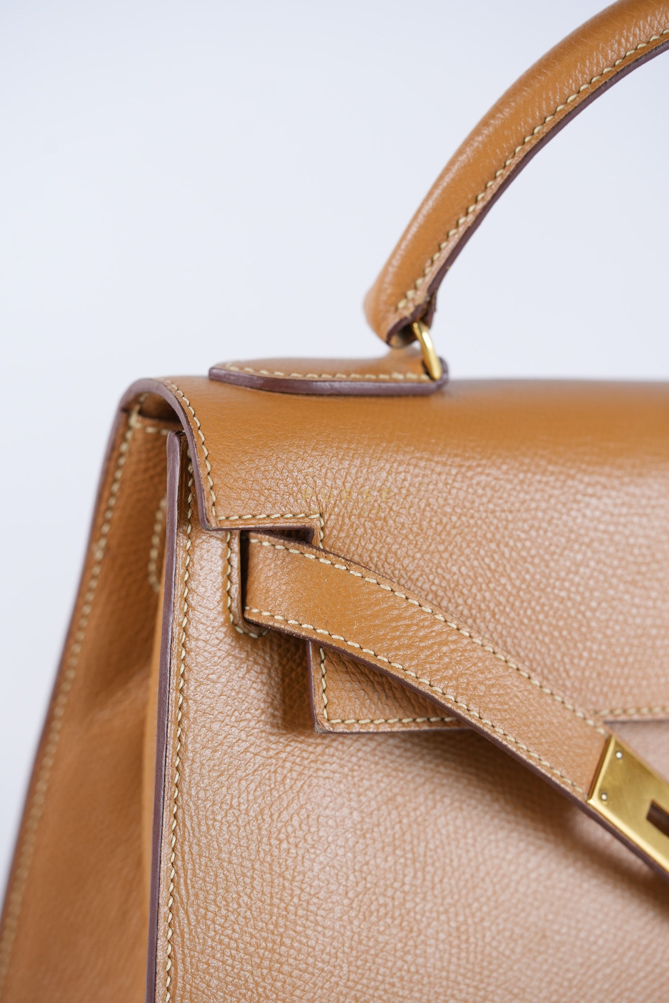 Kelly 28 Sellier in Gold Epsom Leather Gold Hardware Stamp W Circle(1993) | Purse Maison Luxury Bags Shop