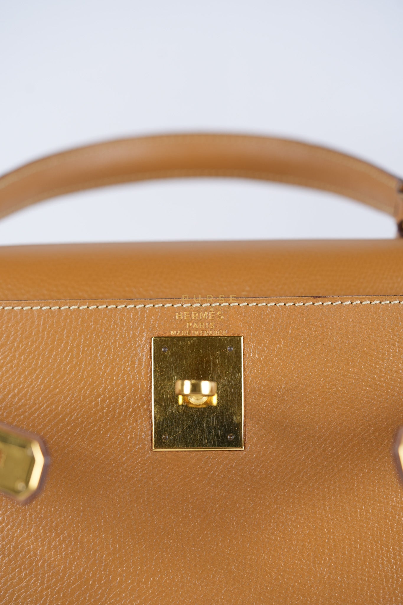 Kelly 28 Sellier in Gold Epsom Leather Gold Hardware Stamp W Circle(1993) | Purse Maison Luxury Bags Shop