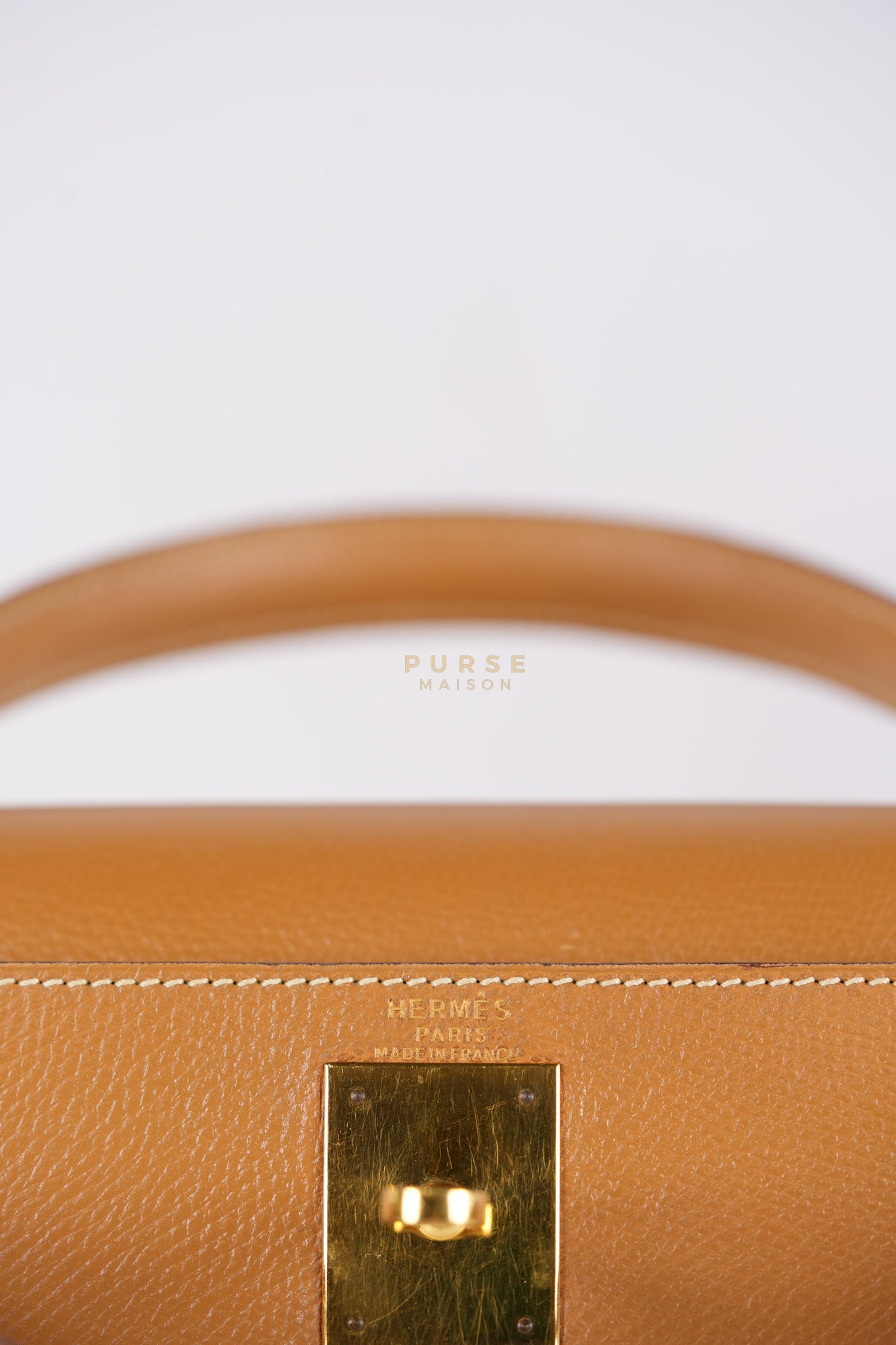 Kelly 28 Sellier in Gold Epsom Leather Gold Hardware Stamp W Circle(1993) | Purse Maison Luxury Bags Shop