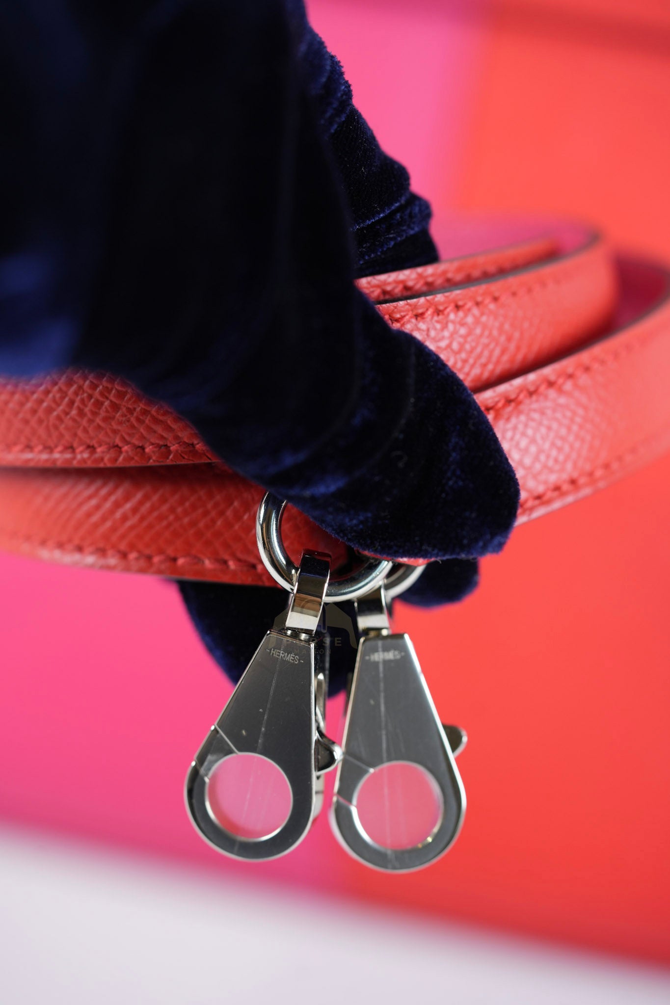 Kelly 28 Sellier in Rouge Coeur/Rose Extreme/Blue Zanzibar Epsom Leather and Palladium Hardware Stamp Z (2021) | Purse Maison Luxury Bags Shop