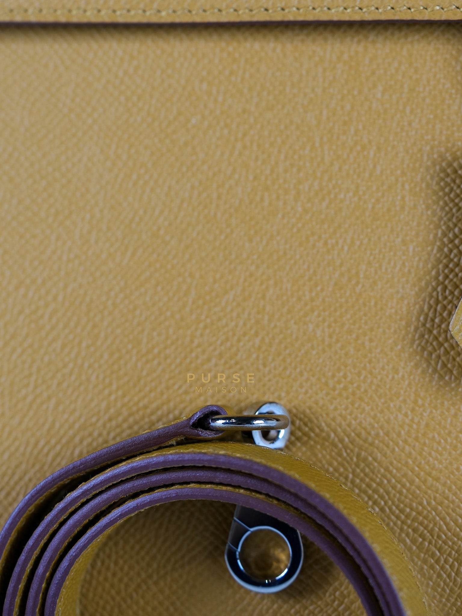 Kelly 28 Sellier in Sesame Epsom Leather Palladium Hardware Stamp Y (2020) | Purse Maison Luxury Bags Shop