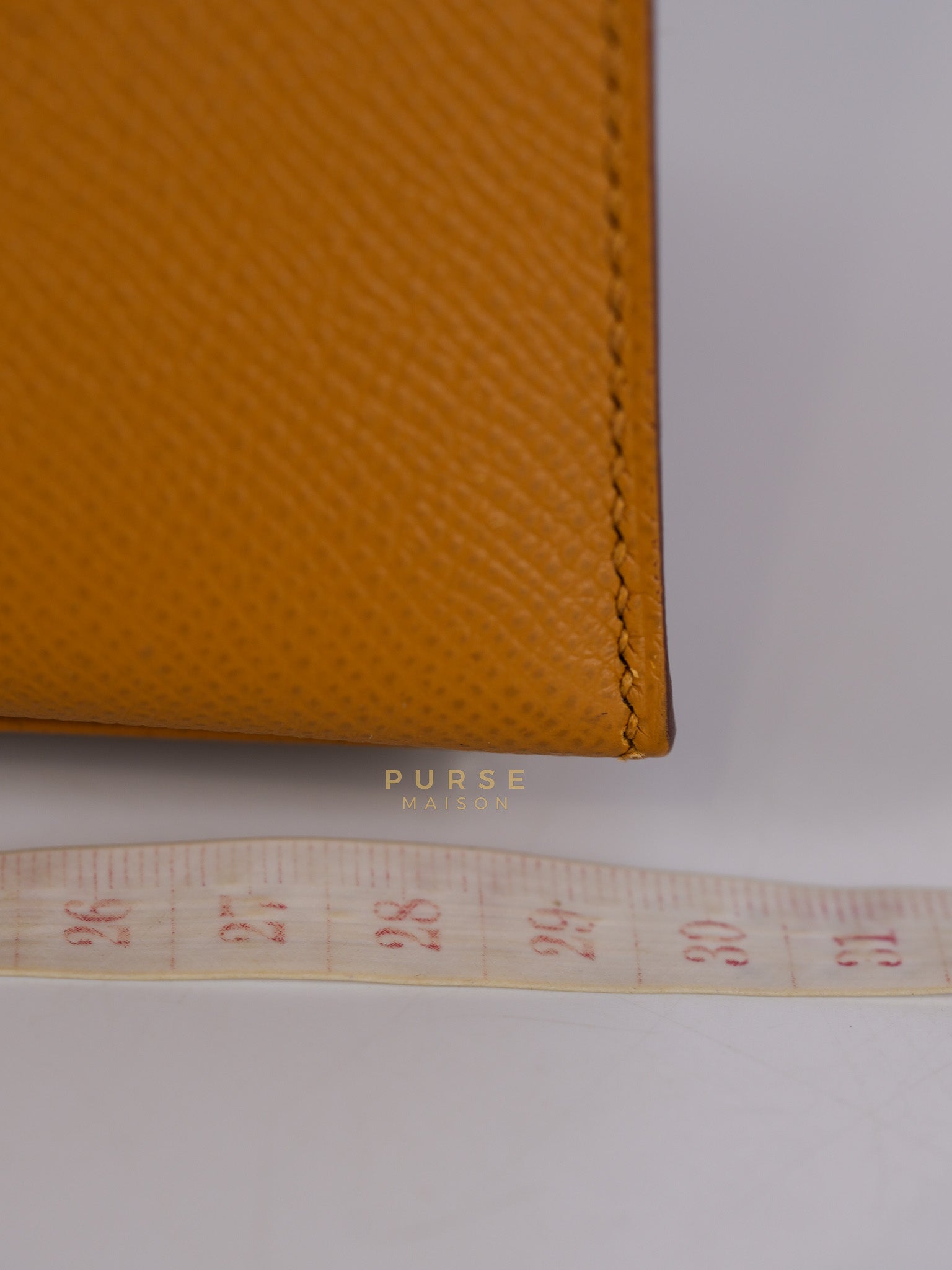 Kelly 28 Sellier in Sesame Epsom Leather Palladium Hardware Stamp Y (2020) | Purse Maison Luxury Bags Shop