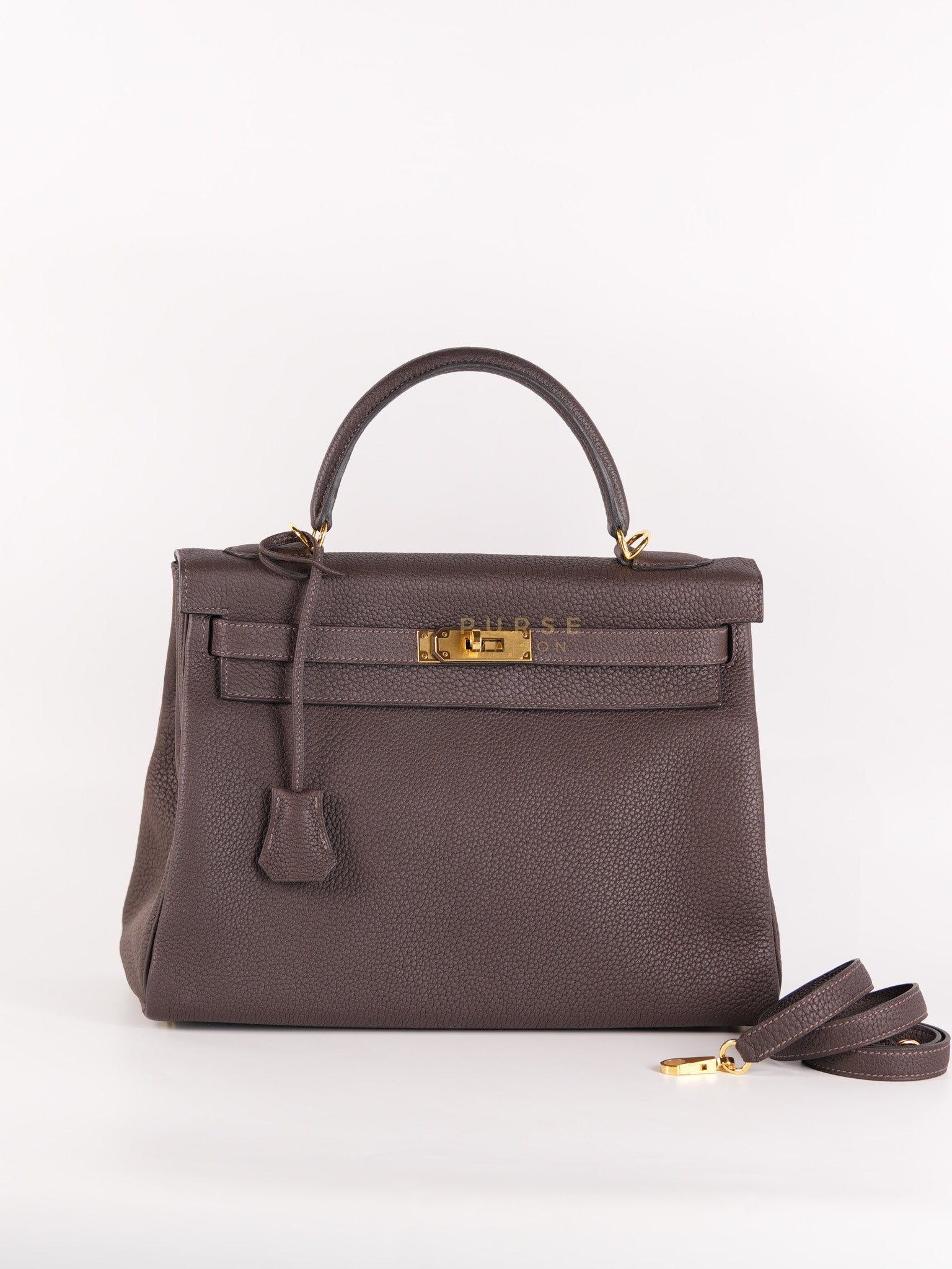 Kelly 32 Chocolate Togo Leather Gold Hardware Stamp D (2019) | Purse Maison Luxury Bags Shop