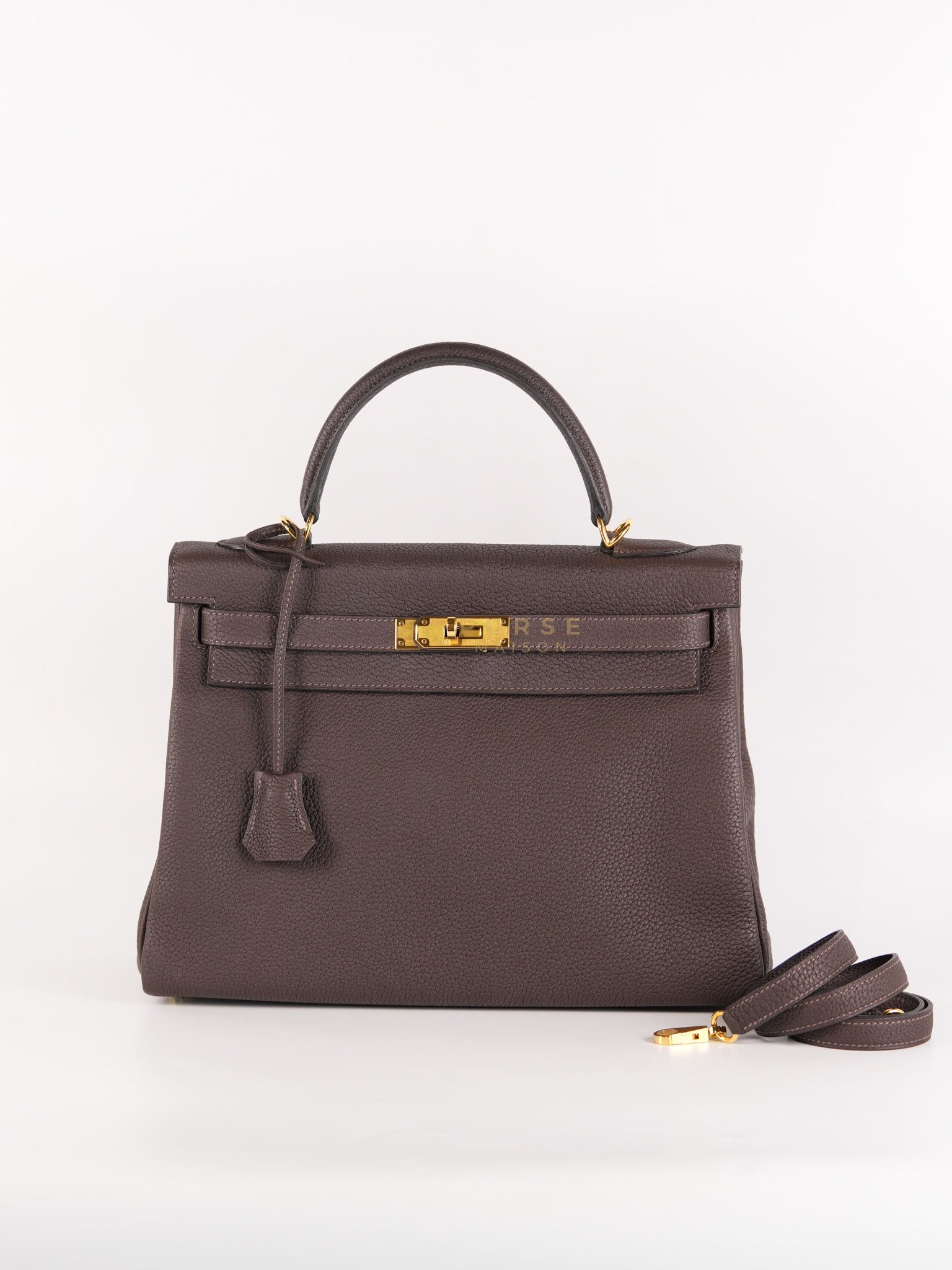 Kelly 32 Chocolate Togo Leather Gold Hardware Stamp D (2019) | Purse Maison Luxury Bags Shop