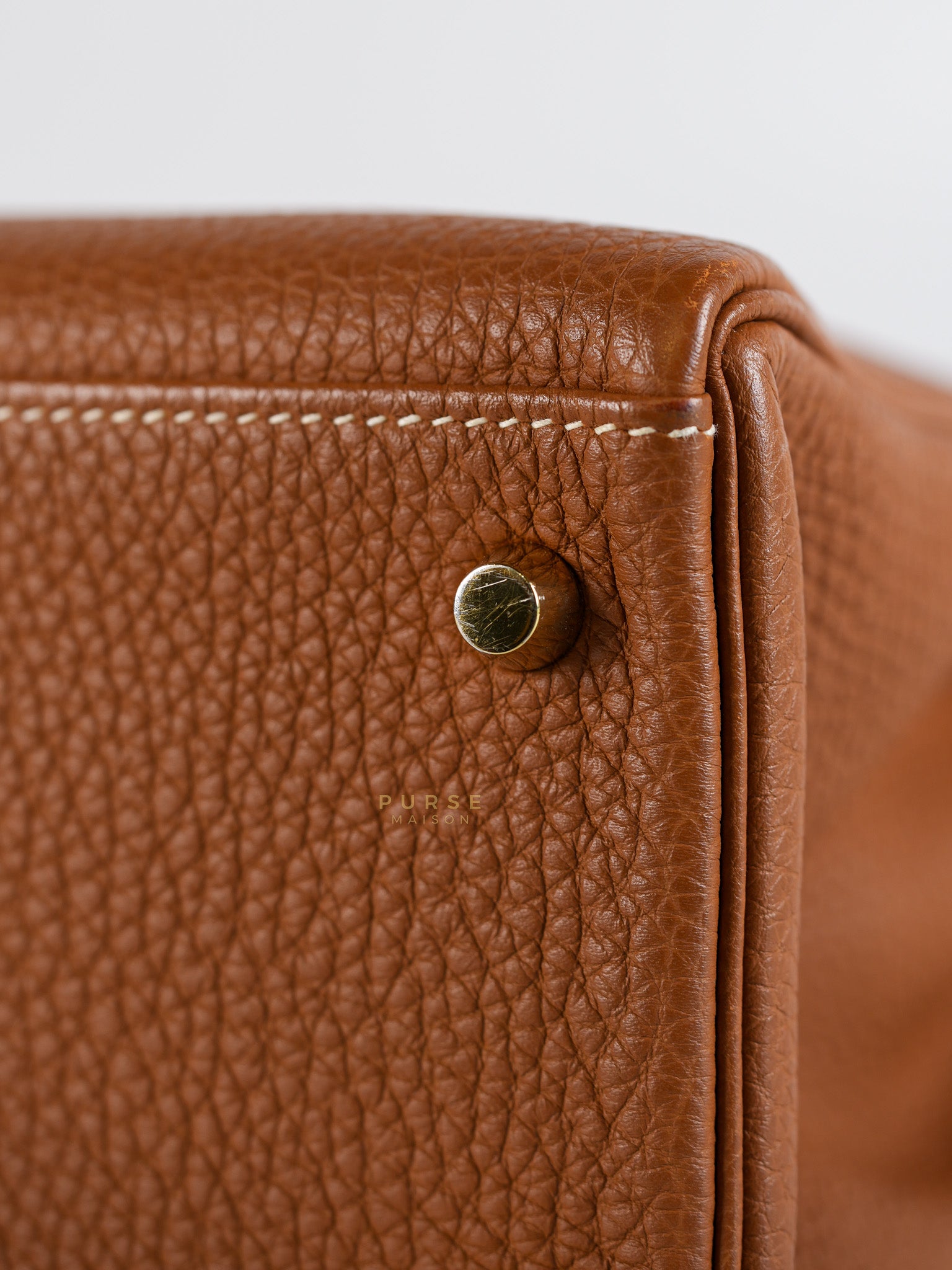 Kelly 32 Gold on Gold Clemence Leather Stamp X (2016) | Purse Maison Luxury Bags Shop