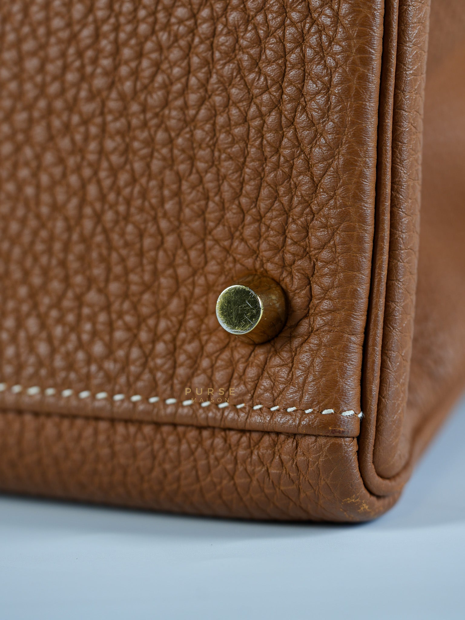 Kelly 32 Gold on Gold Clemence Leather Stamp X (2016) | Purse Maison Luxury Bags Shop