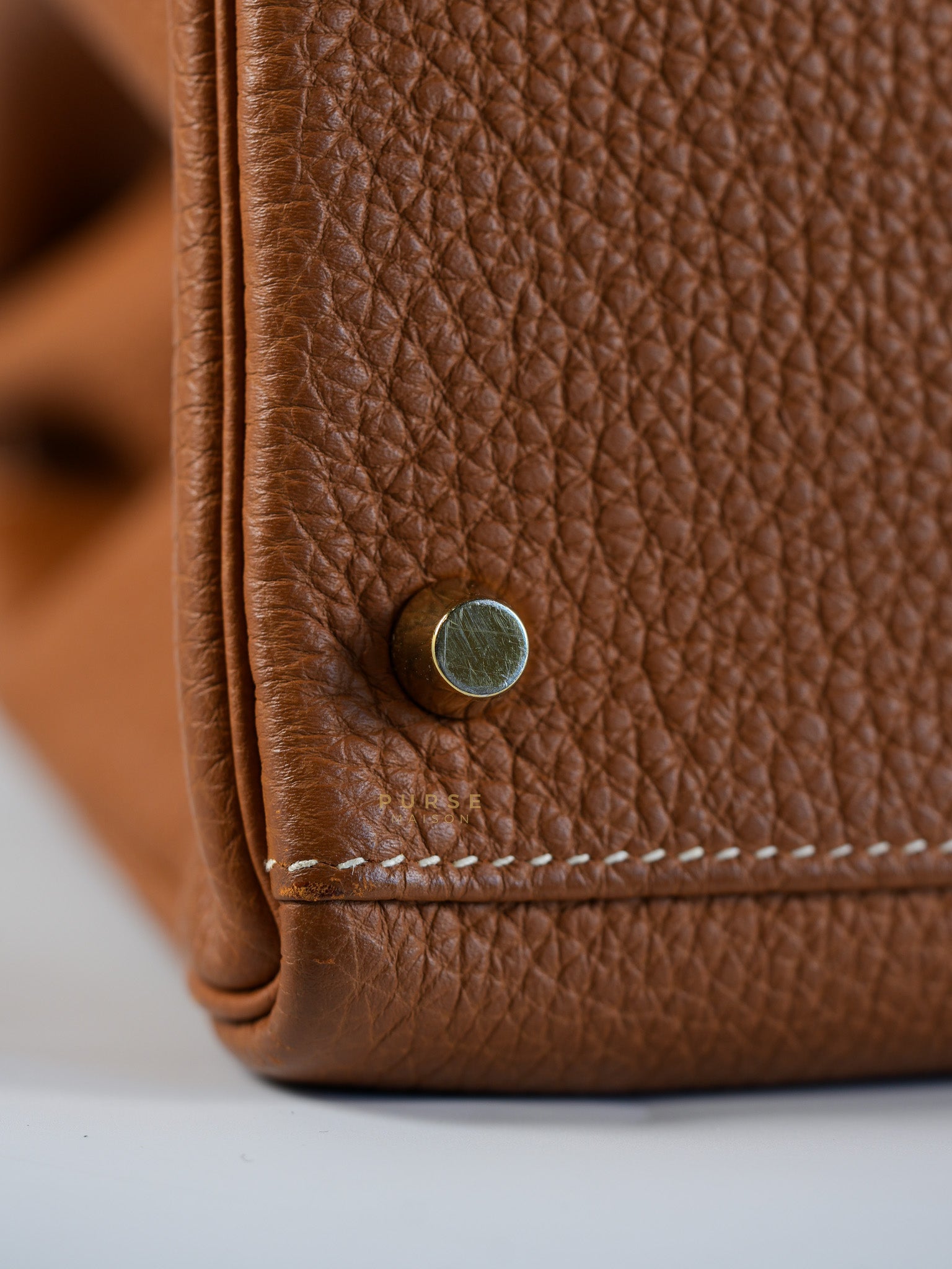 Kelly 32 Gold on Gold Clemence Leather Stamp X (2016) | Purse Maison Luxury Bags Shop