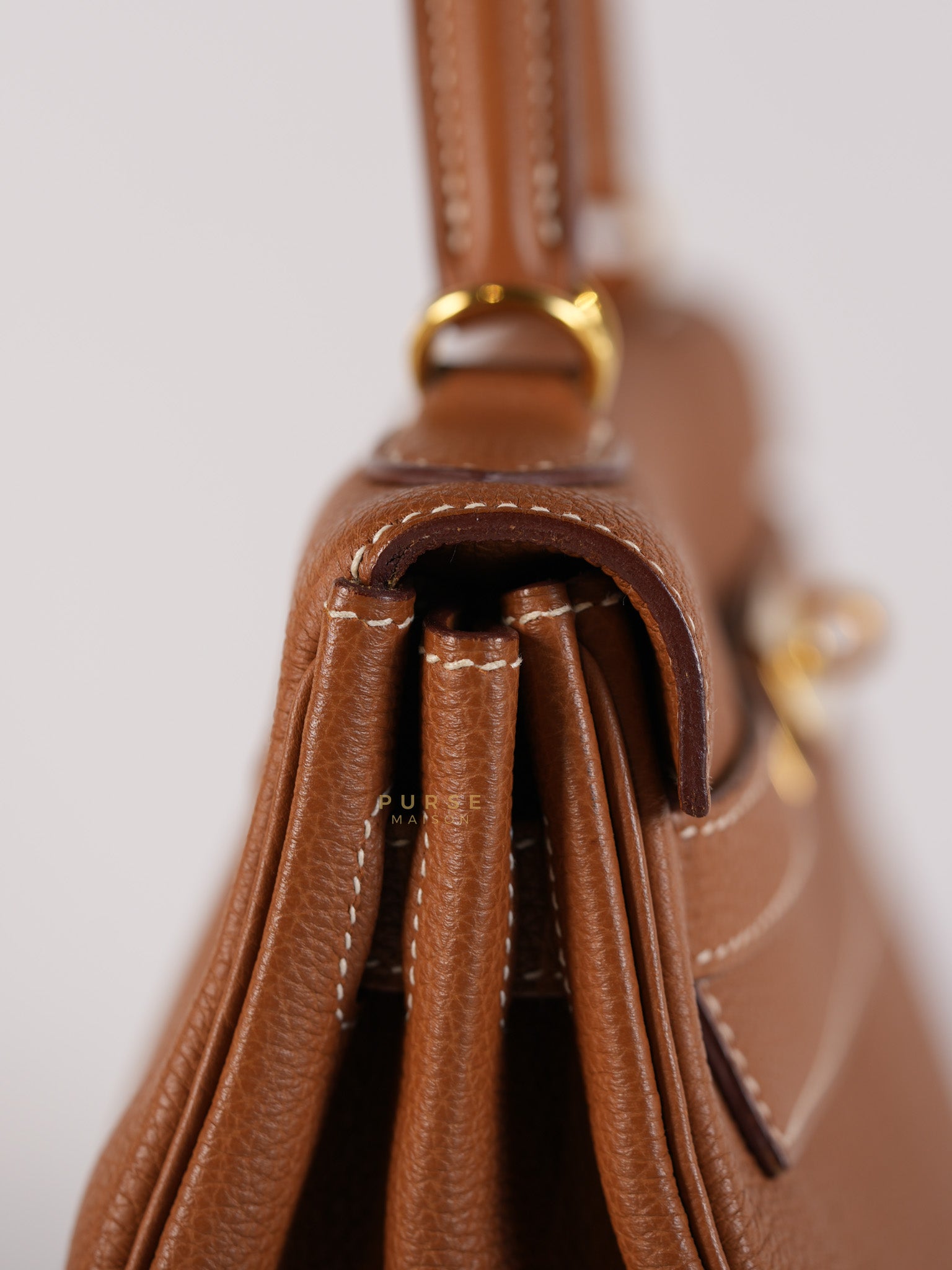 Kelly 32 Gold on Gold Clemence Leather Stamp X (2016) | Purse Maison Luxury Bags Shop