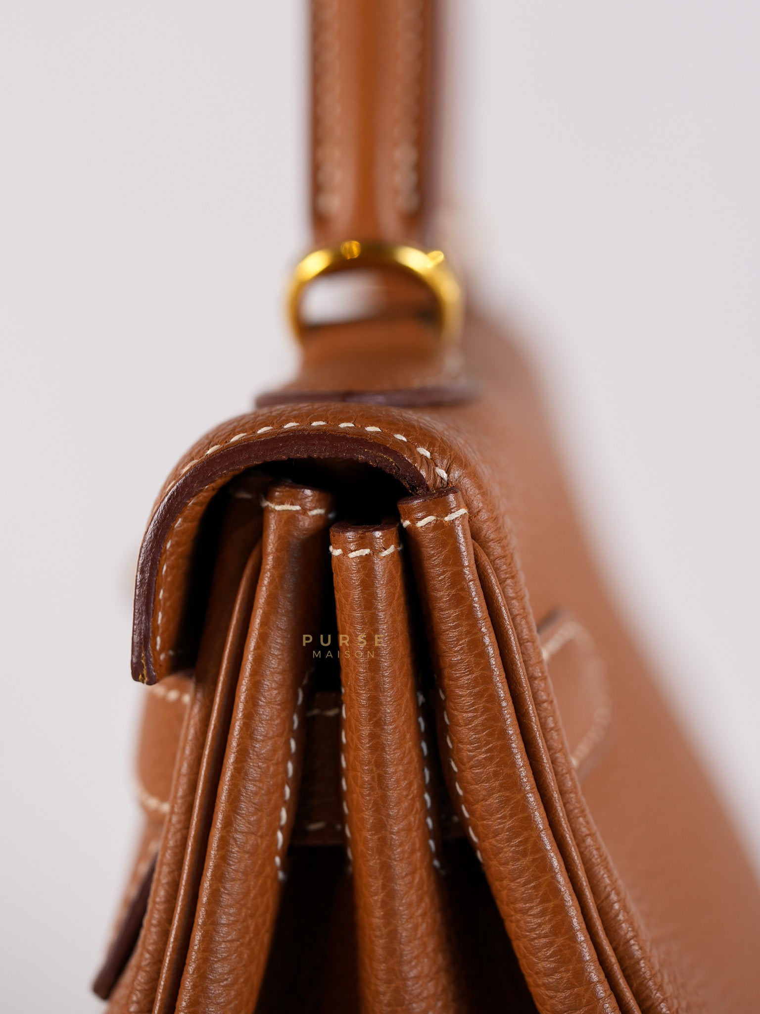 Kelly 32 Gold on Gold Clemence Leather Stamp X (2016) | Purse Maison Luxury Bags Shop