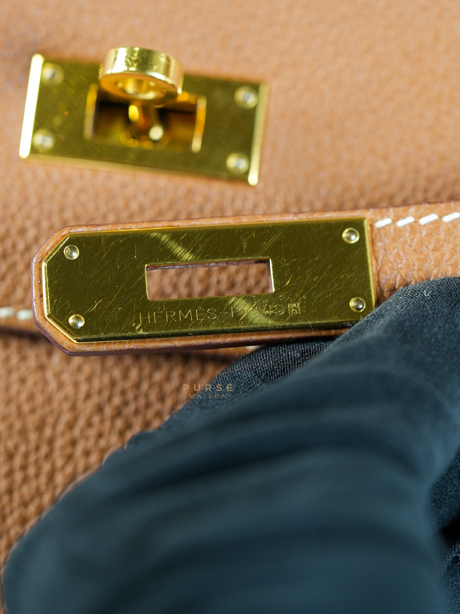 Kelly 32 Gold on Gold Clemence Leather Stamp X (2016) | Purse Maison Luxury Bags Shop