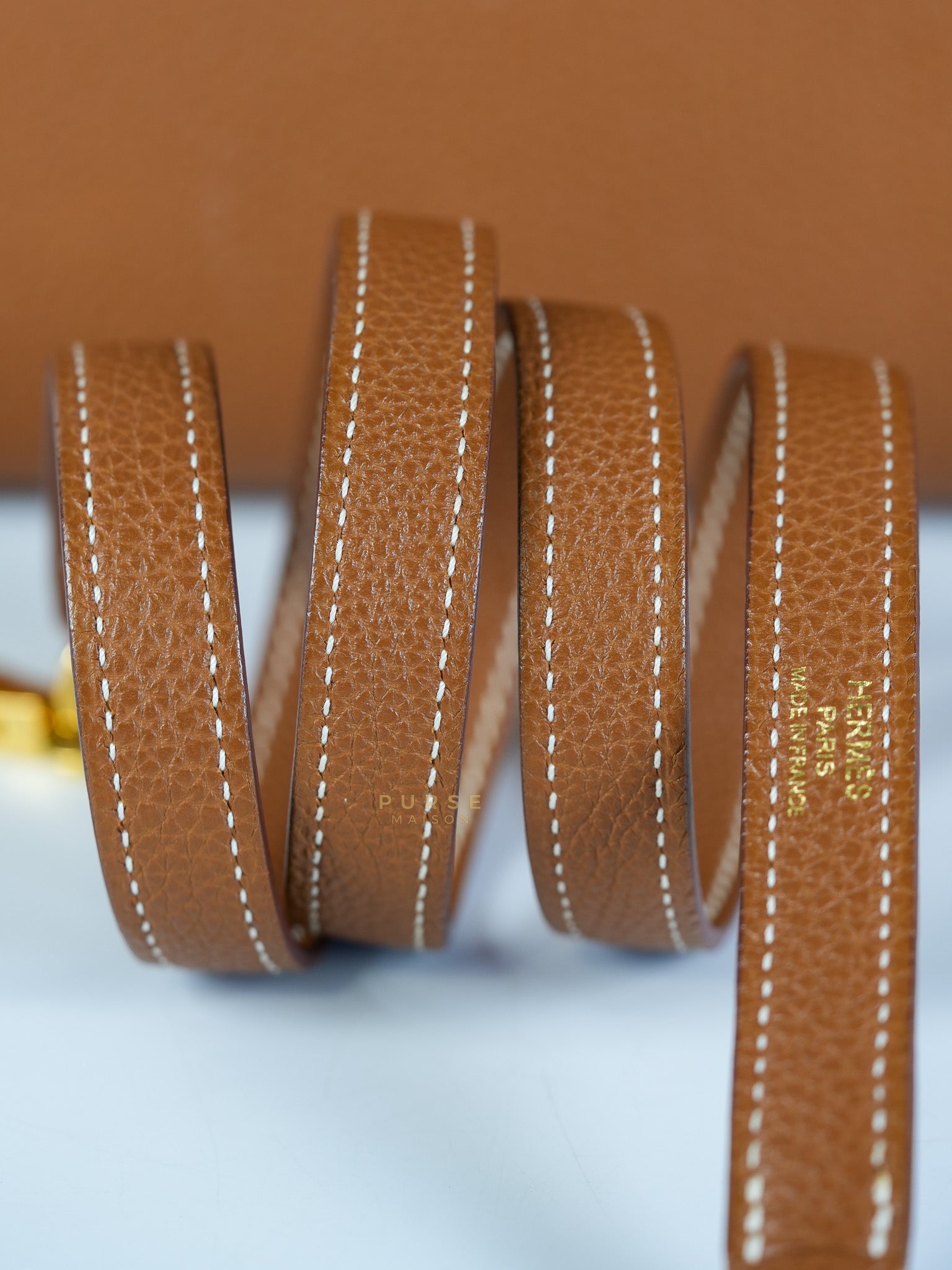 Kelly 32 Gold on Gold Clemence Leather Stamp X (2016) | Purse Maison Luxury Bags Shop