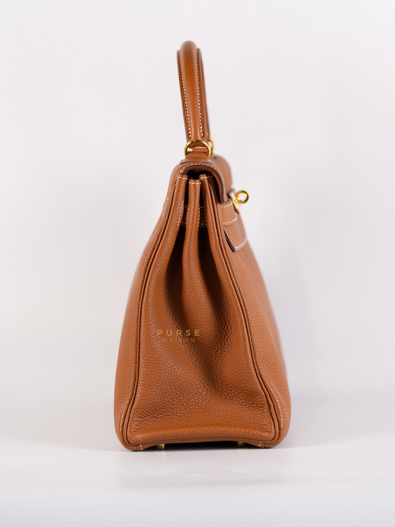 Kelly 32 Gold on Gold Clemence Leather Stamp X (2016) | Purse Maison Luxury Bags Shop