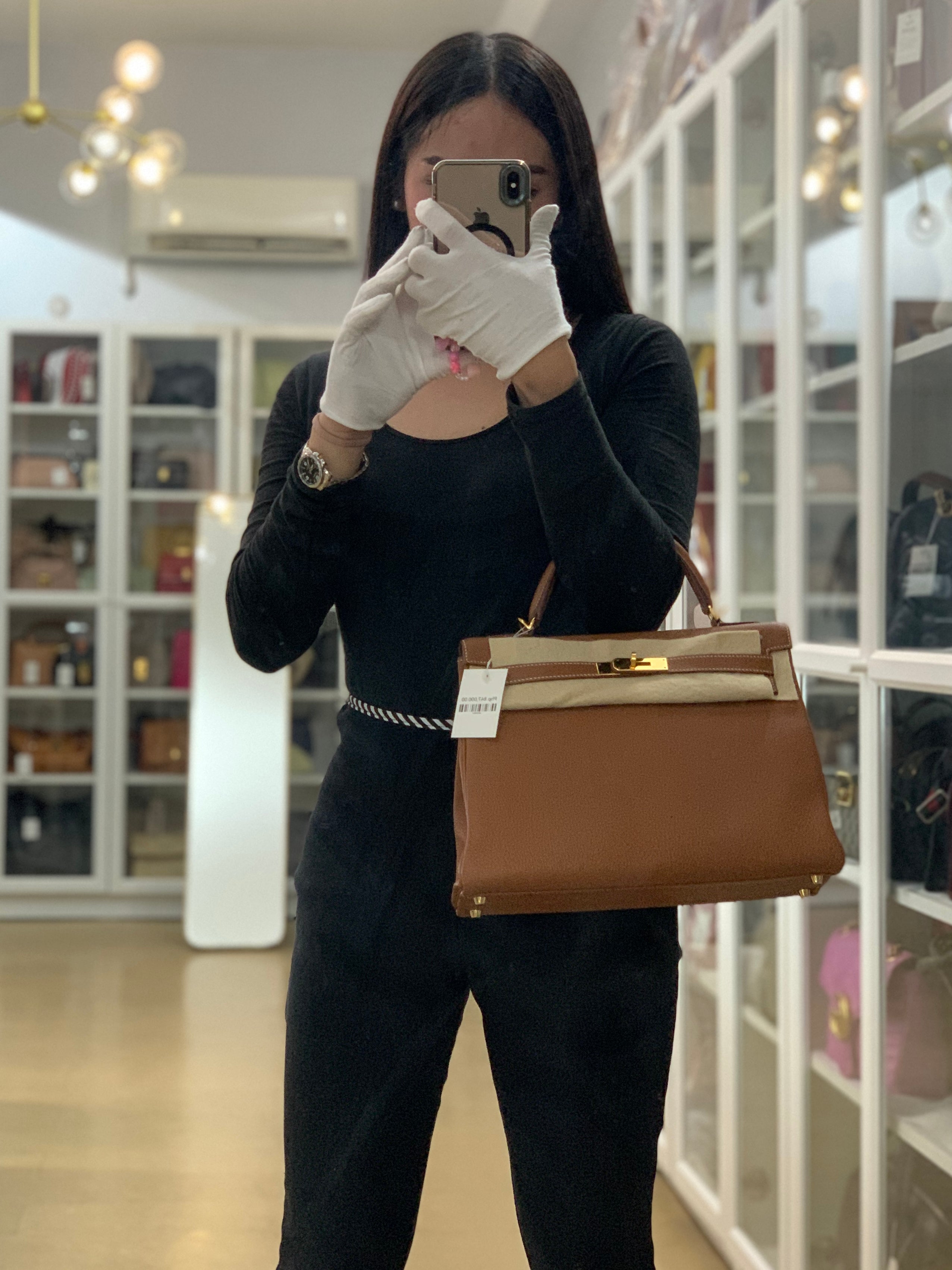 Kelly 32 Gold on Gold Clemence Leather Stamp X (2016) | Purse Maison Luxury Bags Shop