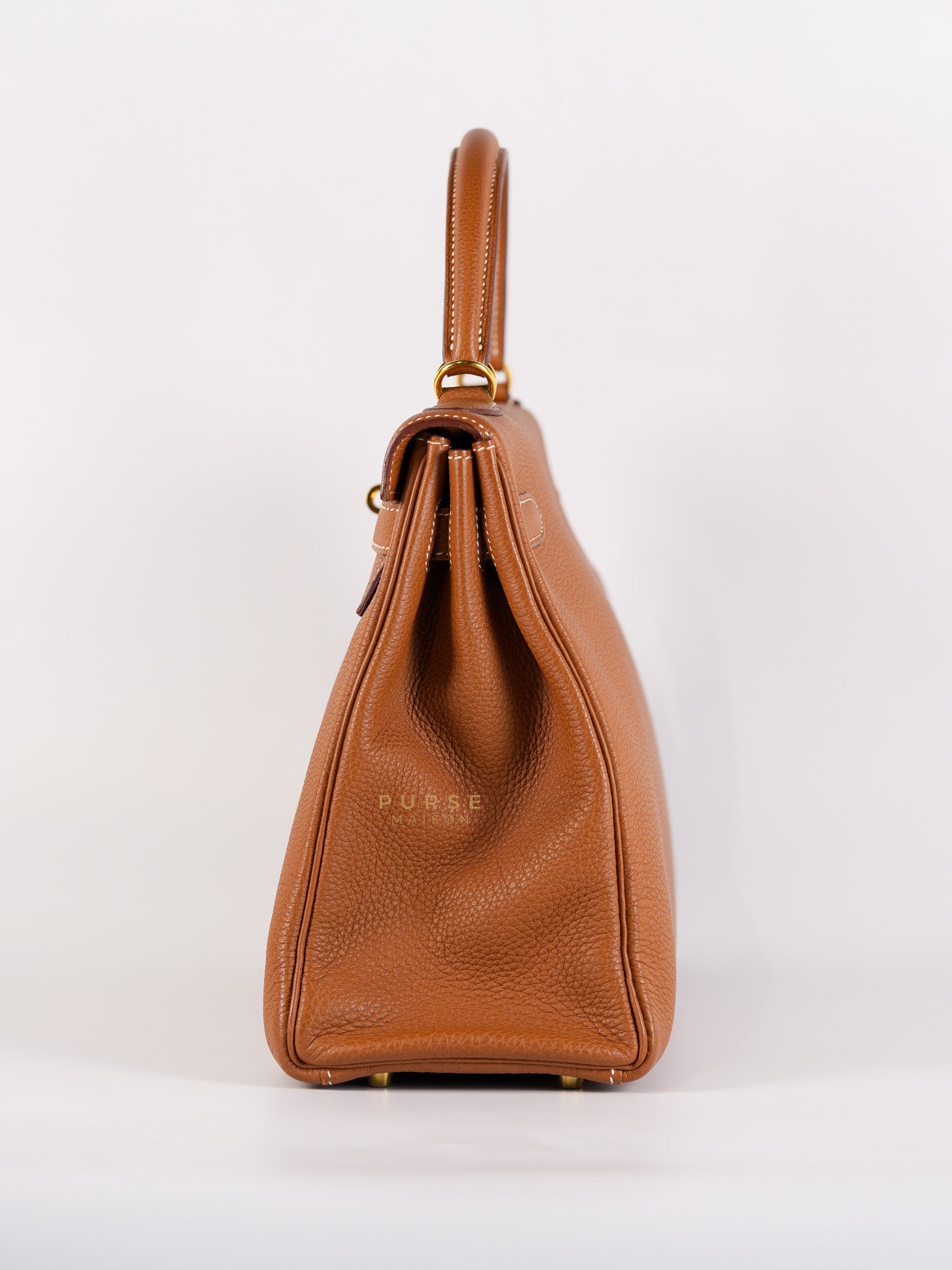 Kelly 32 Gold on Gold Clemence Leather Stamp X (2016) | Purse Maison Luxury Bags Shop