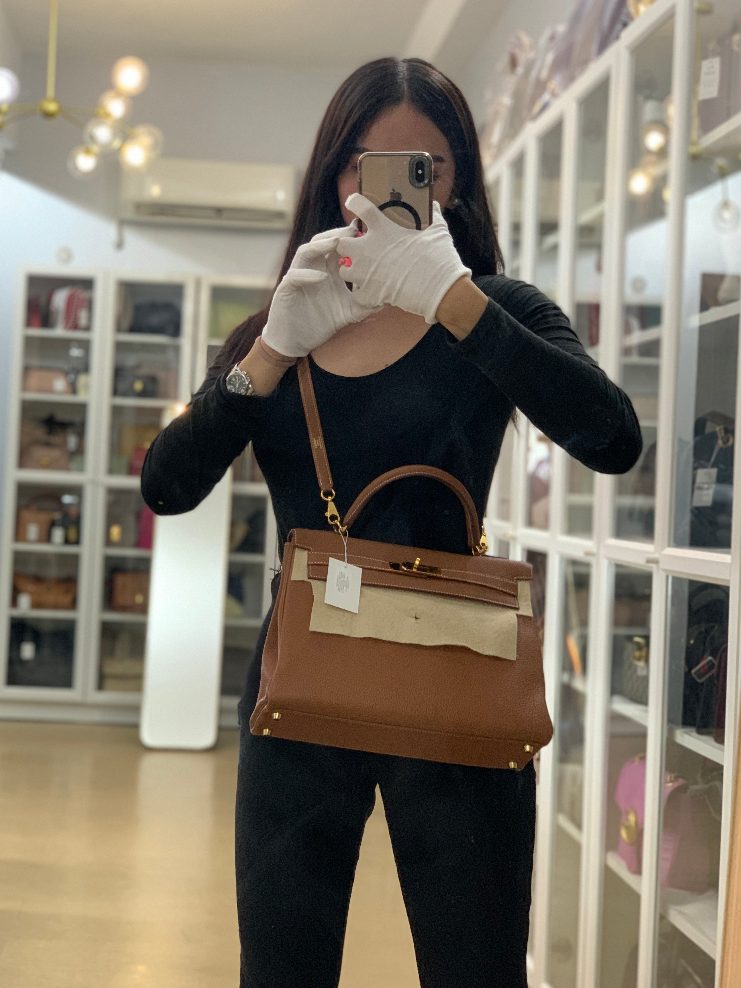 Kelly 32 Gold on Gold Clemence Leather Stamp X (2016) | Purse Maison Luxury Bags Shop