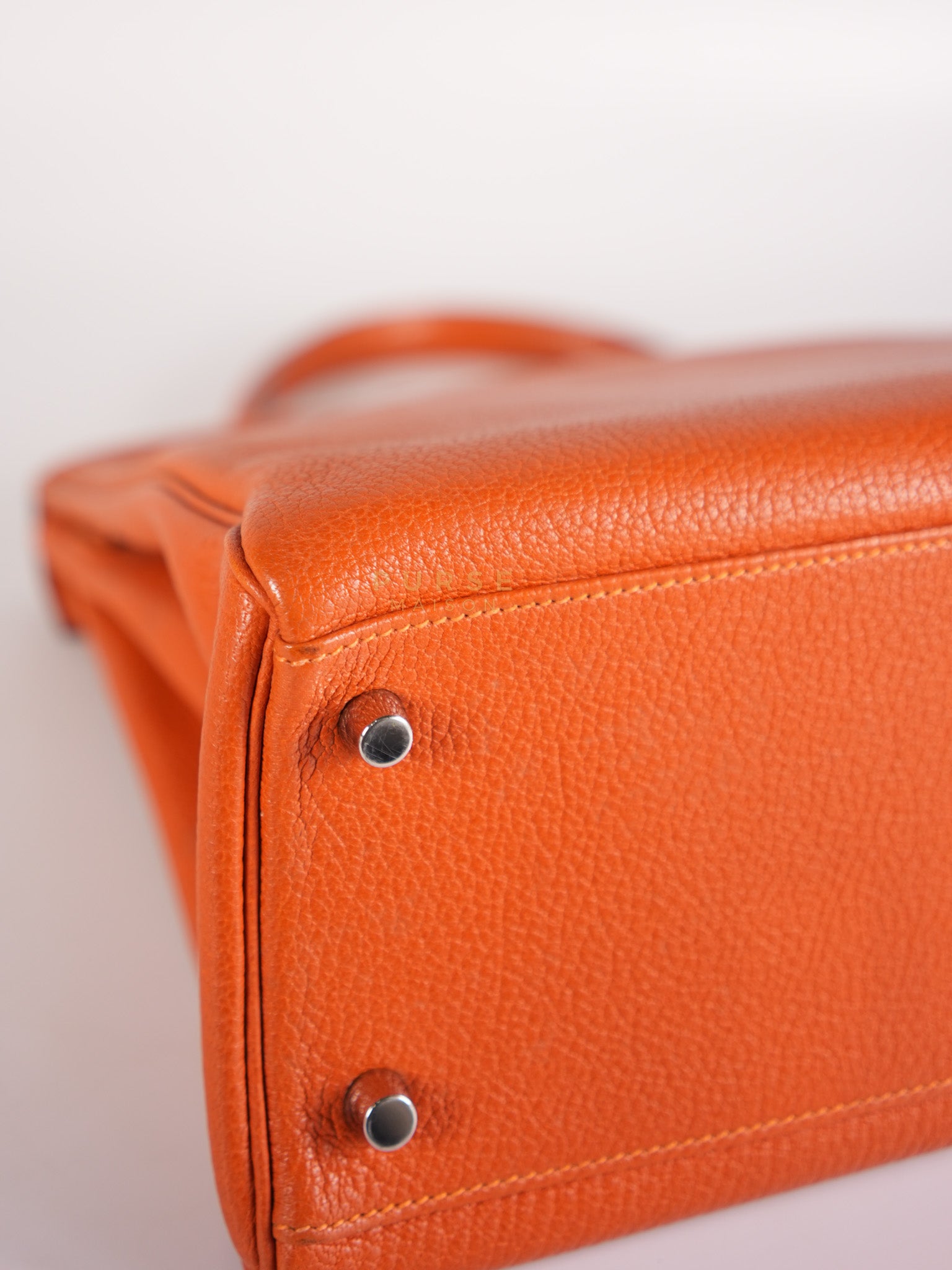 Kelly 32 in Orange Togo Leather Palladium Hardware Stamp M Square(2009) | Purse Maison Luxury Bags Shop