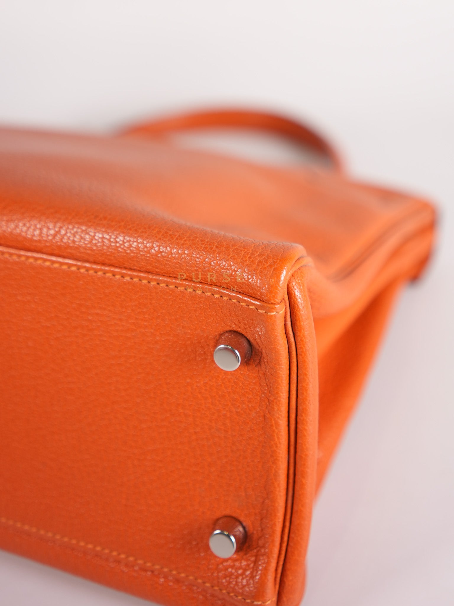 Kelly 32 in Orange Togo Leather Palladium Hardware Stamp M Square(2009) | Purse Maison Luxury Bags Shop