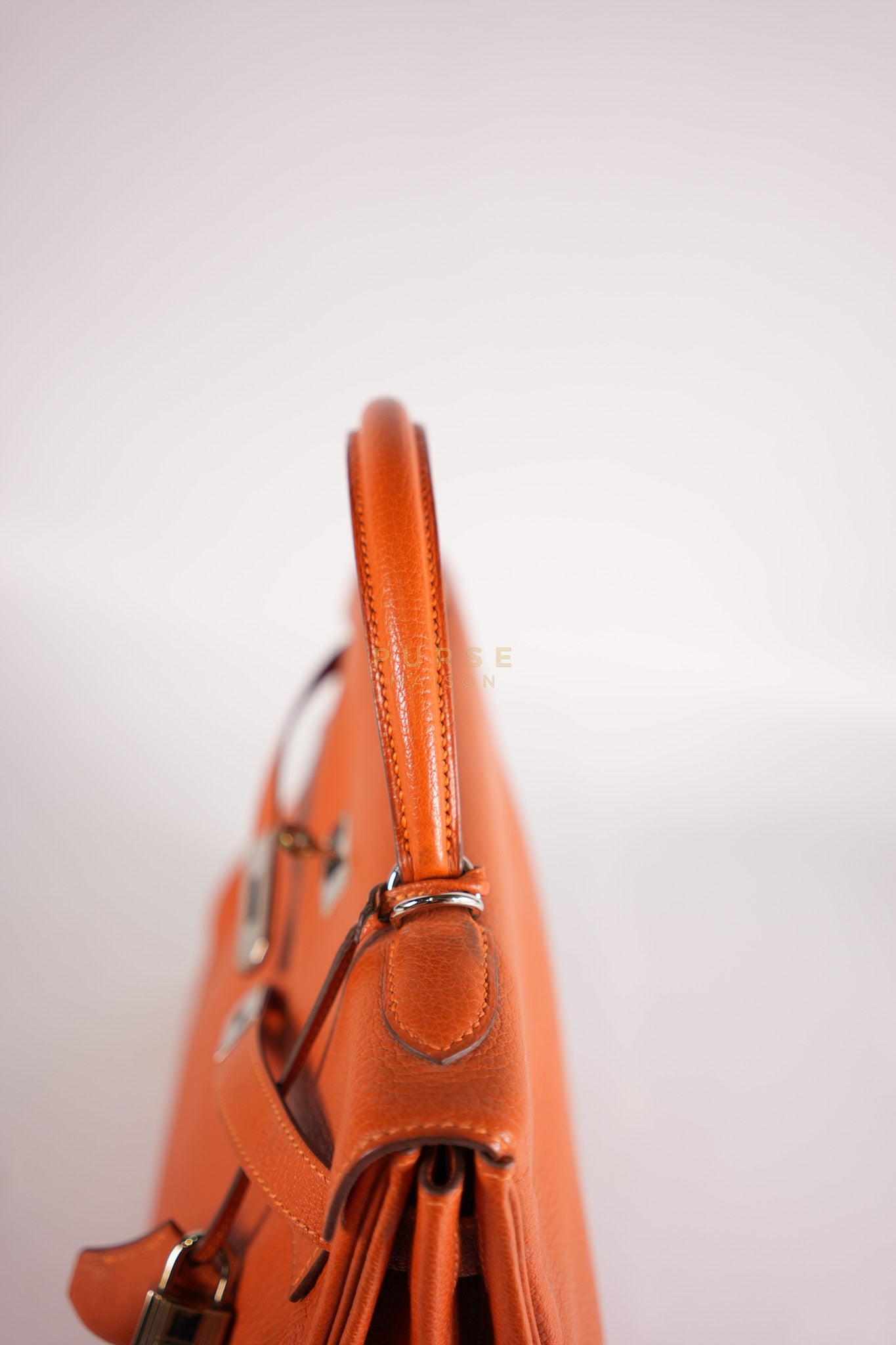 Kelly 32 in Orange Togo Leather Palladium Hardware Stamp M Square(2009) | Purse Maison Luxury Bags Shop