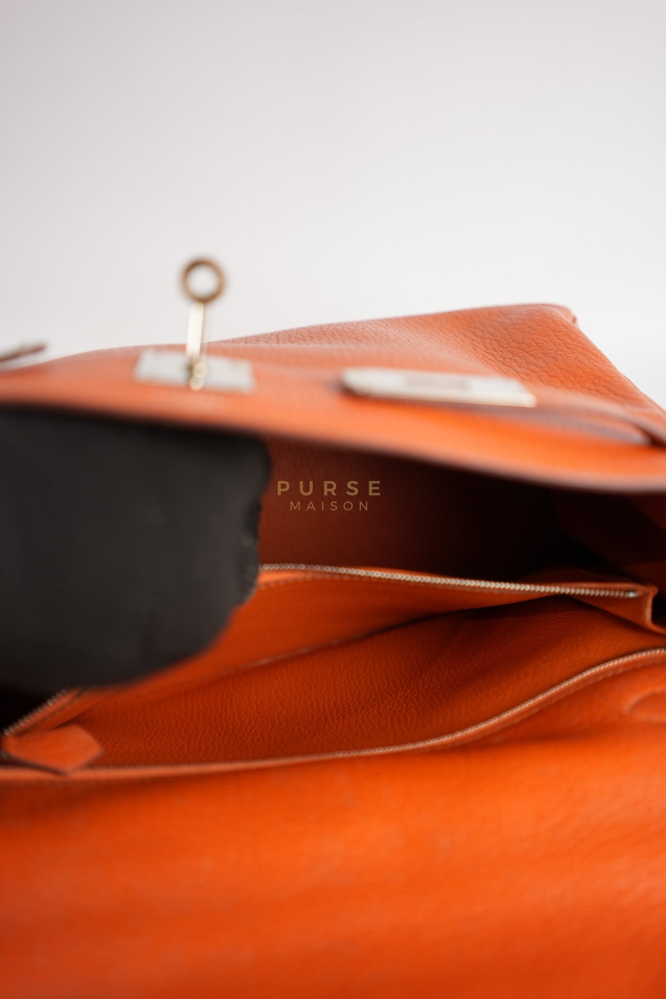 Kelly 32 in Orange Togo Leather Palladium Hardware Stamp M Square(2009) | Purse Maison Luxury Bags Shop