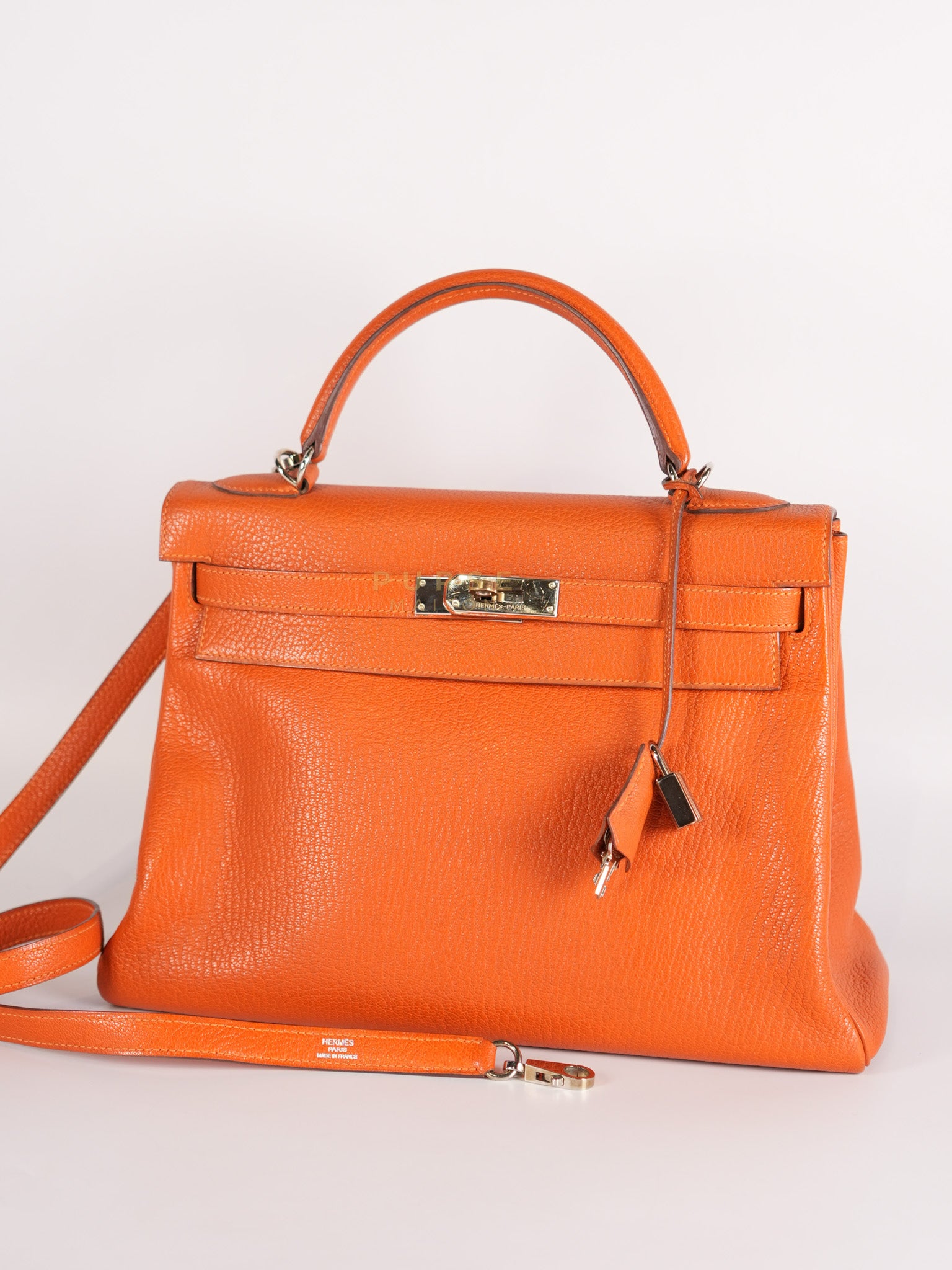 Kelly 32 in Orange Togo Leather Palladium Hardware Stamp M Square(2009) | Purse Maison Luxury Bags Shop